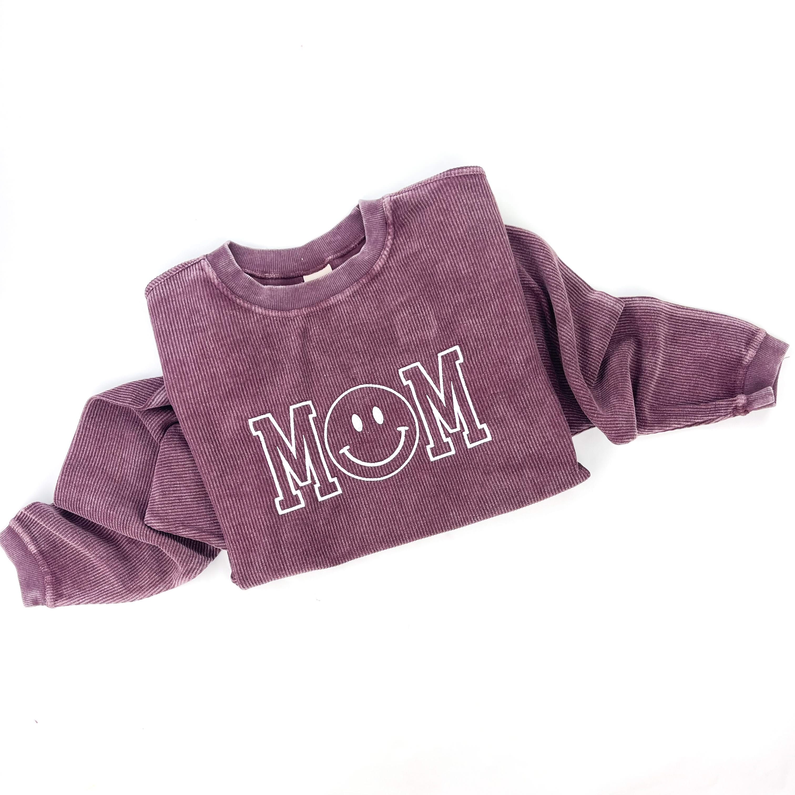 Embroidered CORDED Sweatshirt - Maroon - Mom (Smiley) - Image 7