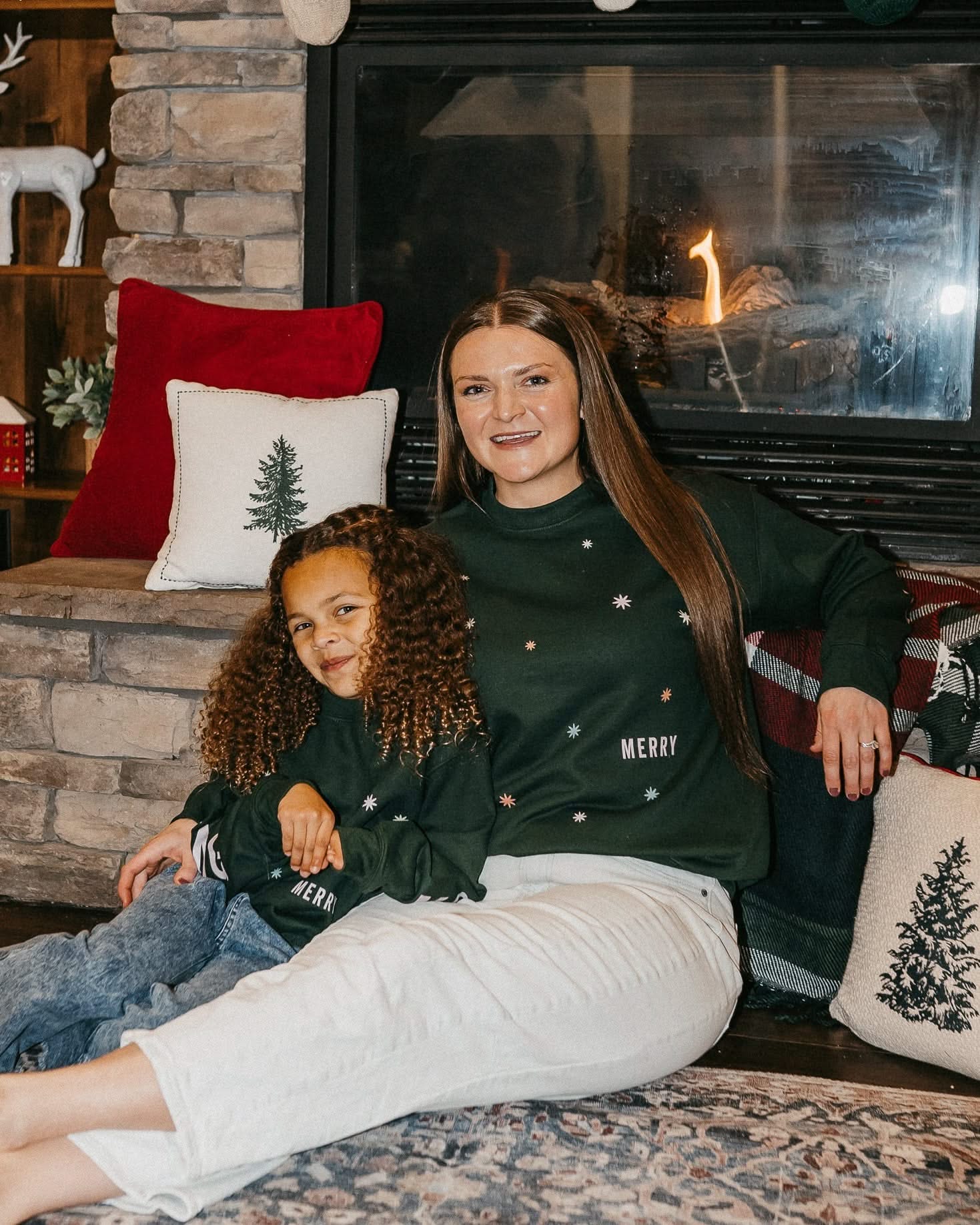 Merry Everything Set of 2 Forest Basic Fleece Sweaters – Matching Holiday Pullovers | Little Mama Shirt Shop - Image 2