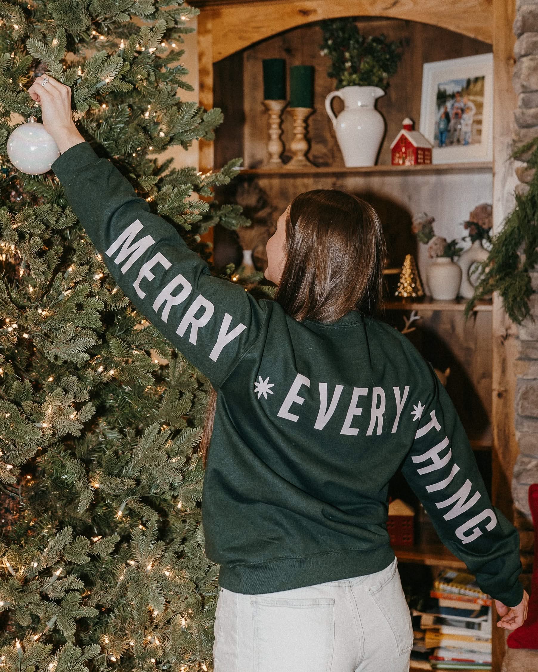Merry Everything Set of 2 Forest Basic Fleece Sweaters – Matching Holiday Pullovers | Little Mama Shirt Shop - Image 3