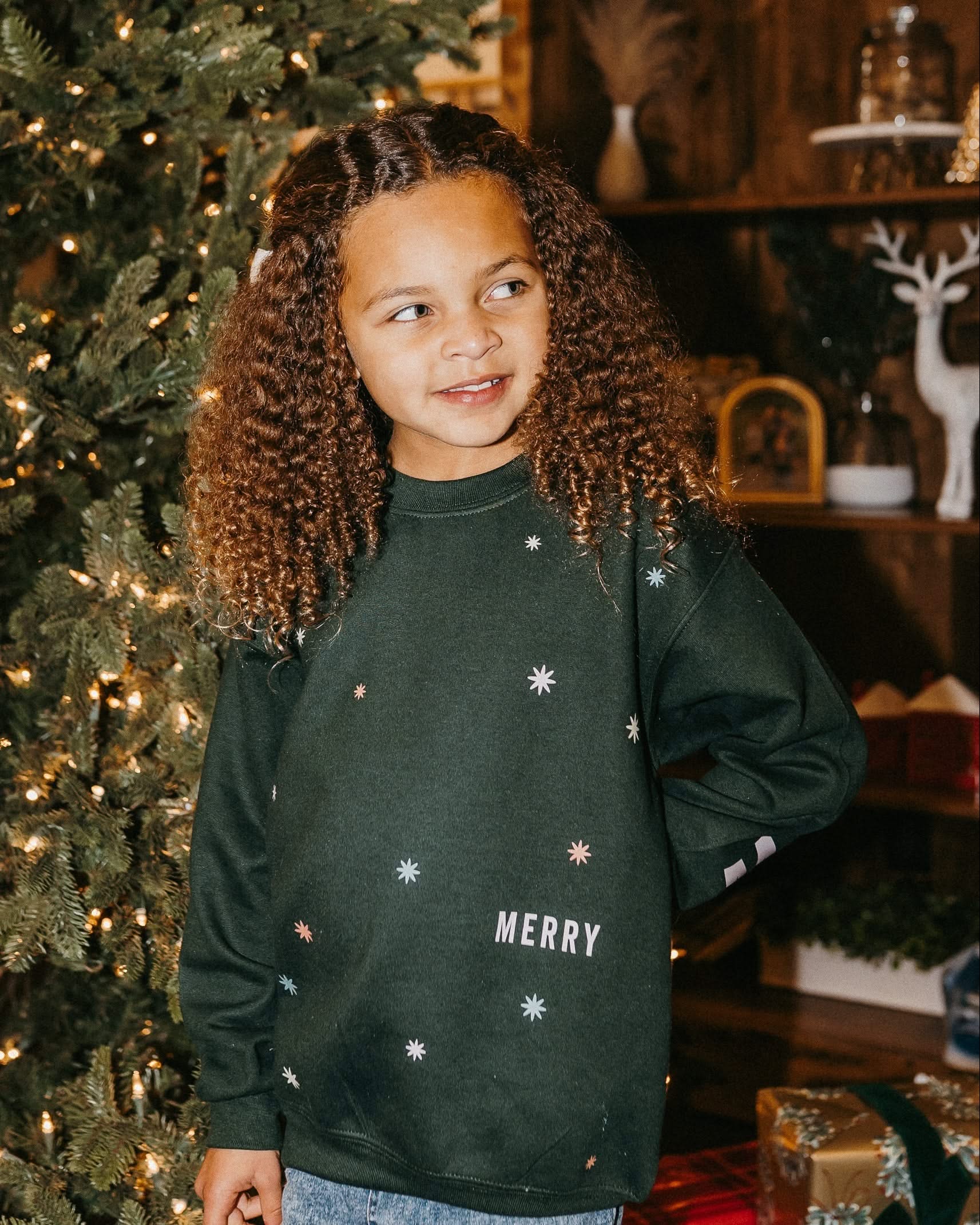 Merry Everything Set of 2 Forest Basic Fleece Sweaters – Matching Holiday Pullovers | Little Mama Shirt Shop - Image 4