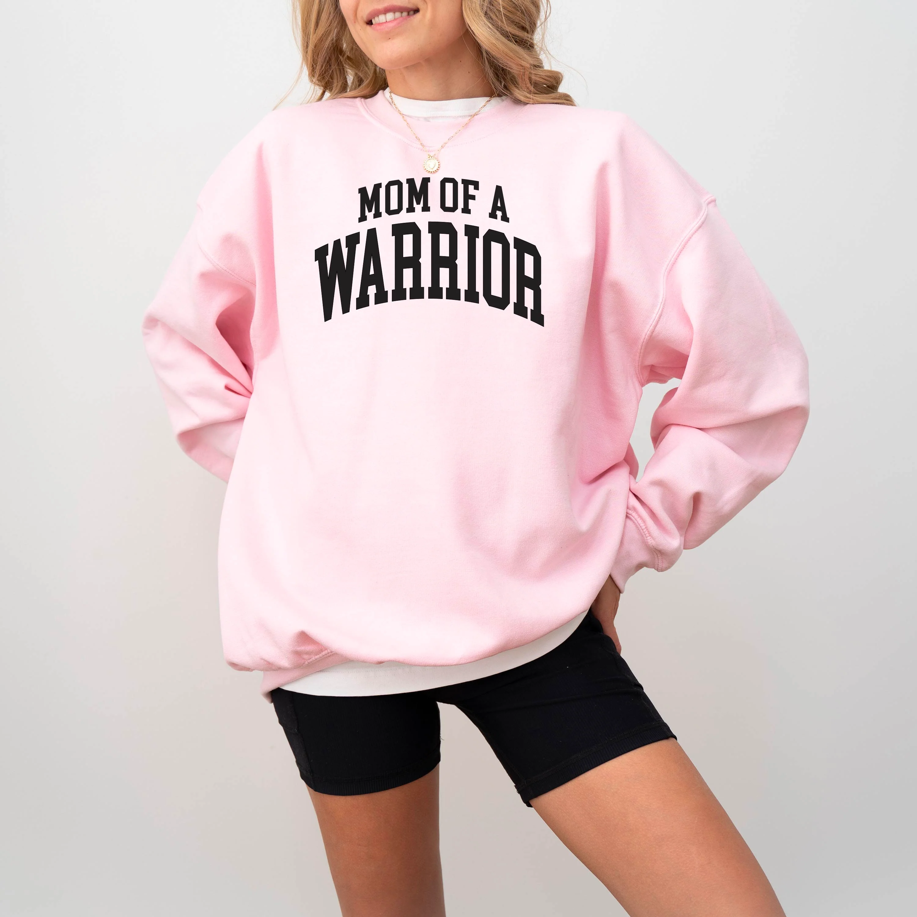Mom of a Warrior - Varsity - BASIC FLEECE CREWNECK - Image 6