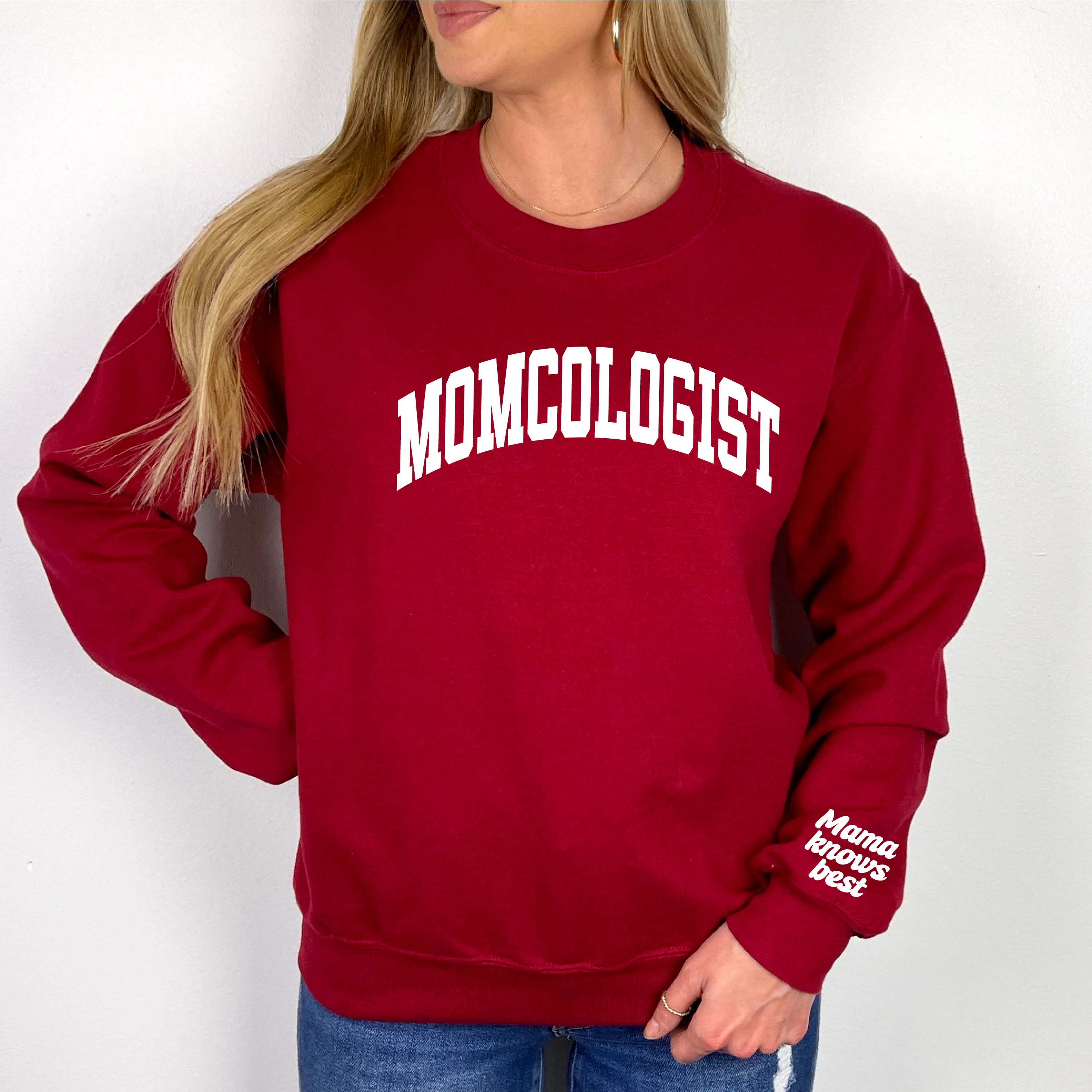 MOMCOLOGIST w/ Mama Knows Best On Wrist - BASIC FLEECE CREWNECK - Image 4
