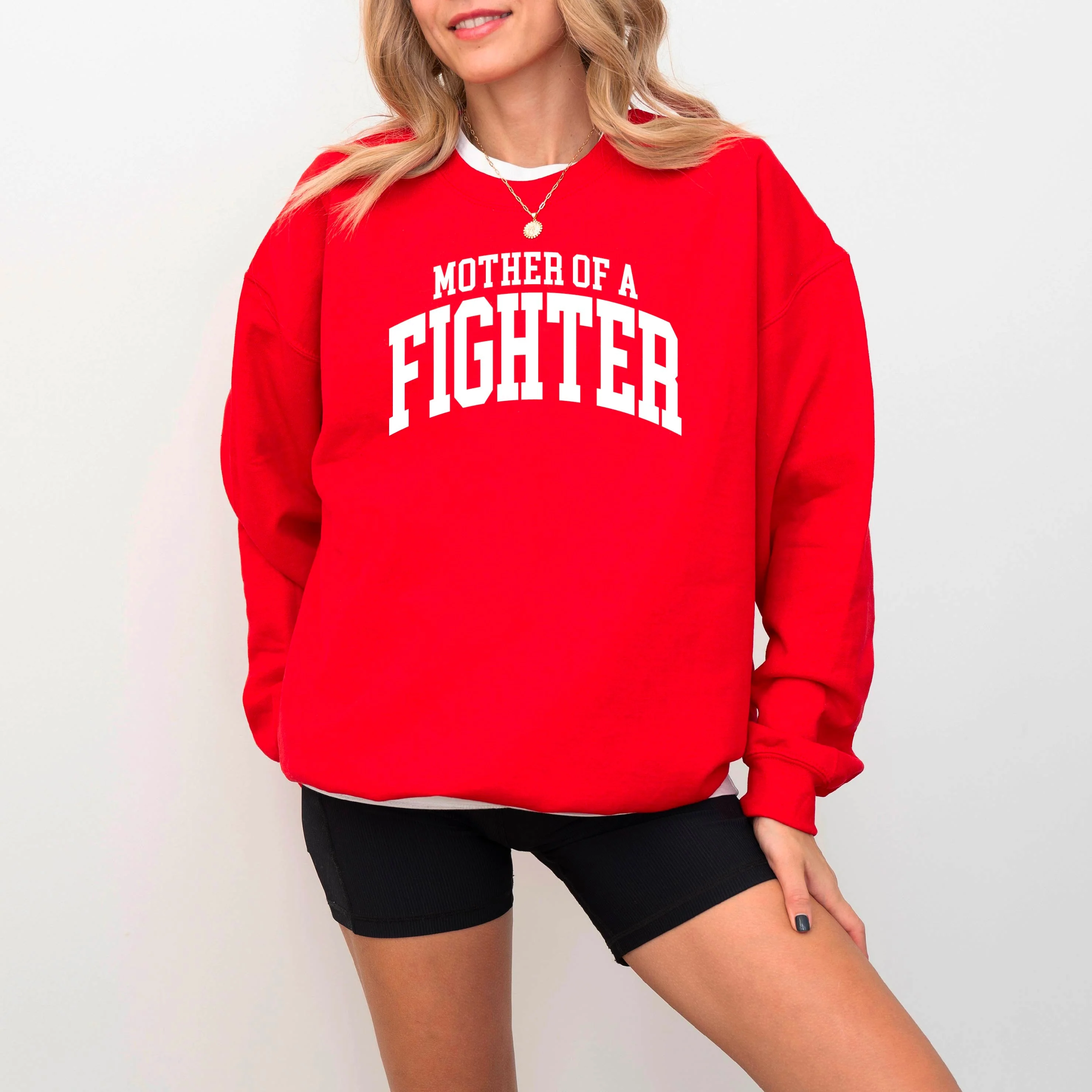 Mother of a Fighter - Varsity - BASIC FLEECE CREWNECK - Image 7