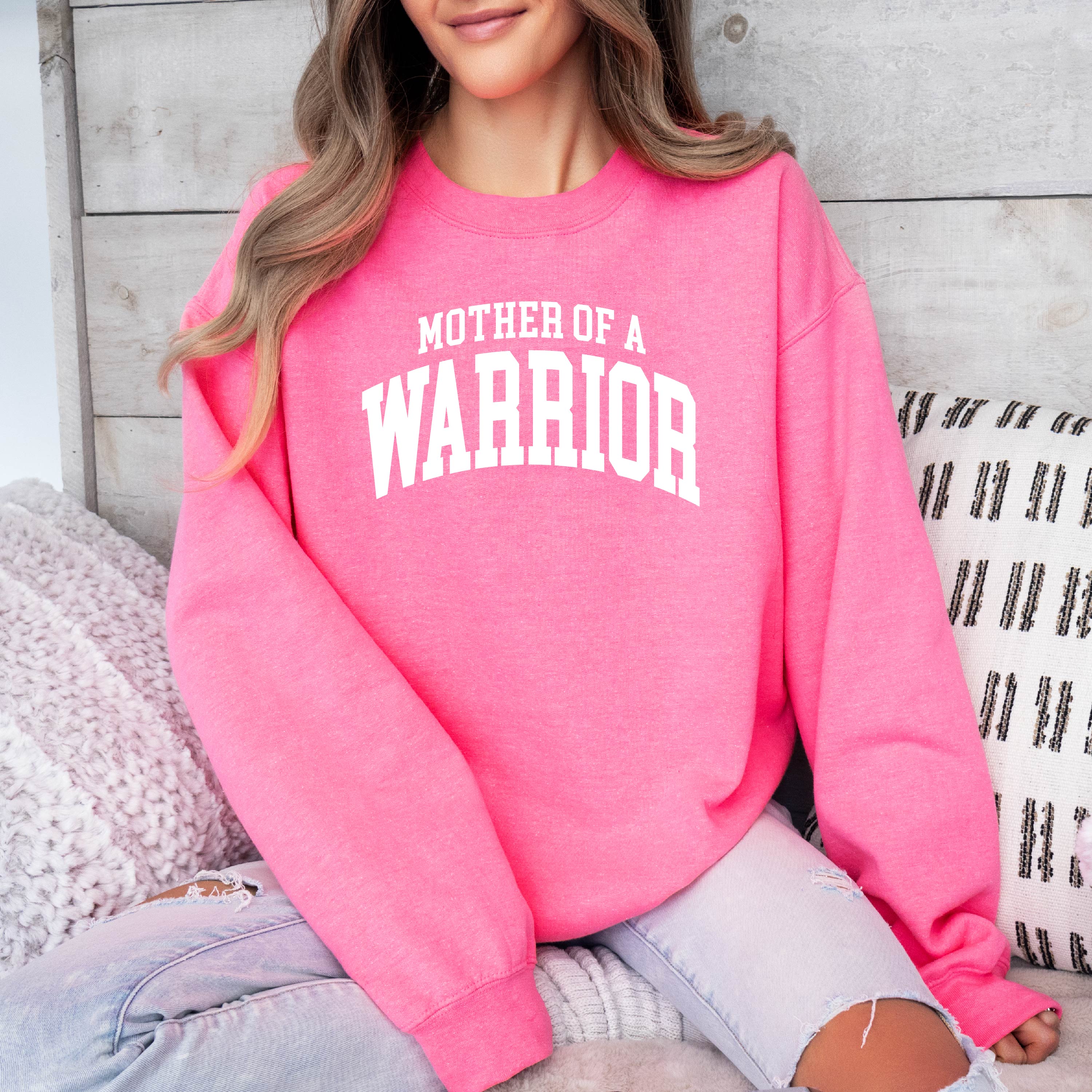 Mother of a Warrior - Varsity - BASIC FLEECE CREWNECK - Image 12