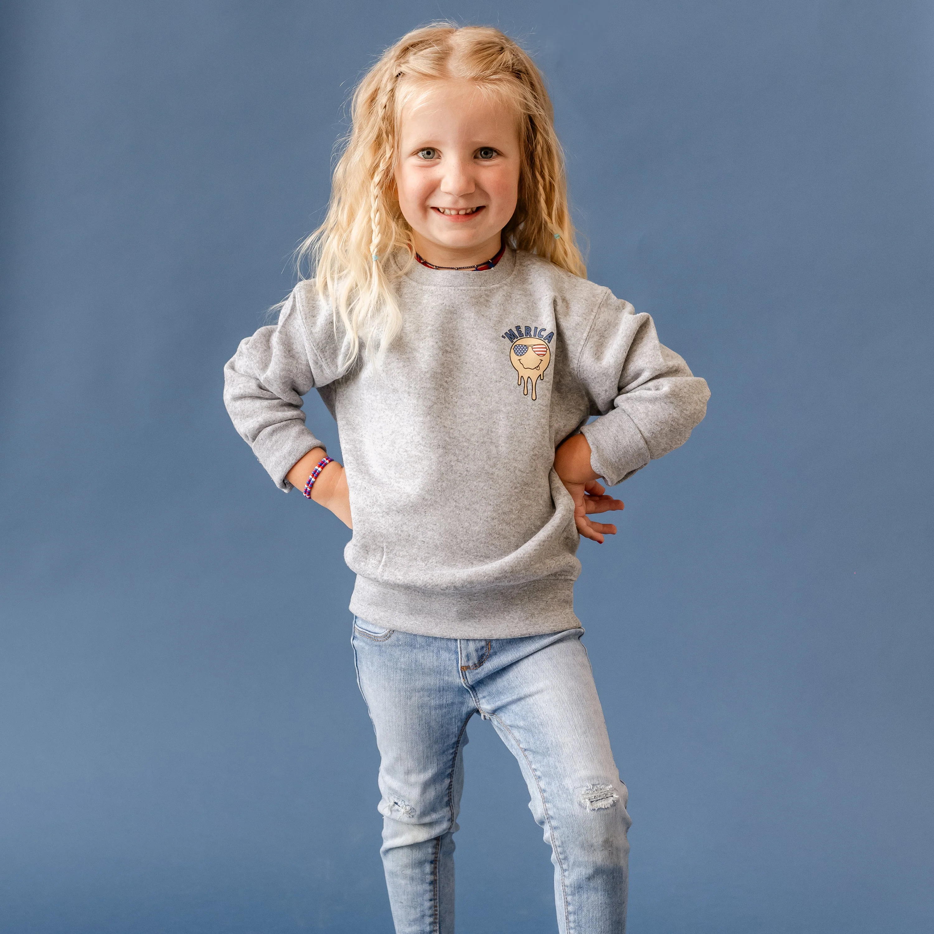 'Merica Melting Smiley - Child Sweater - Image 7