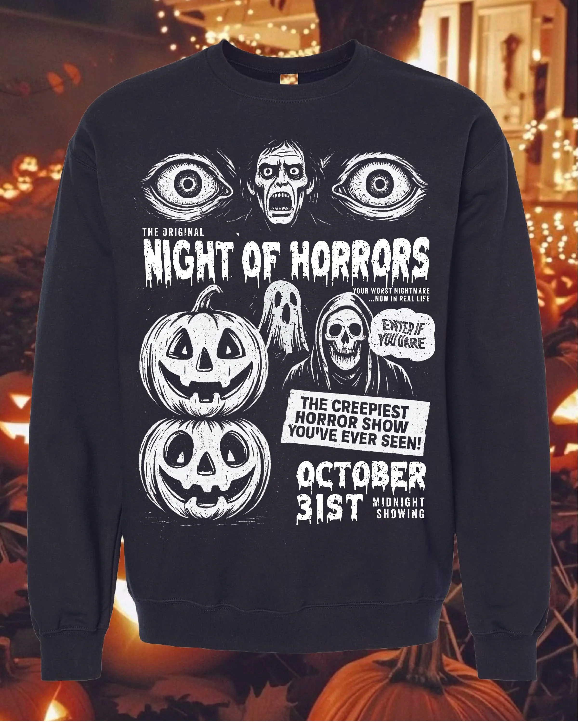 Night of Horrors - Midnight Showing - Black Basic Fleece - Image 2