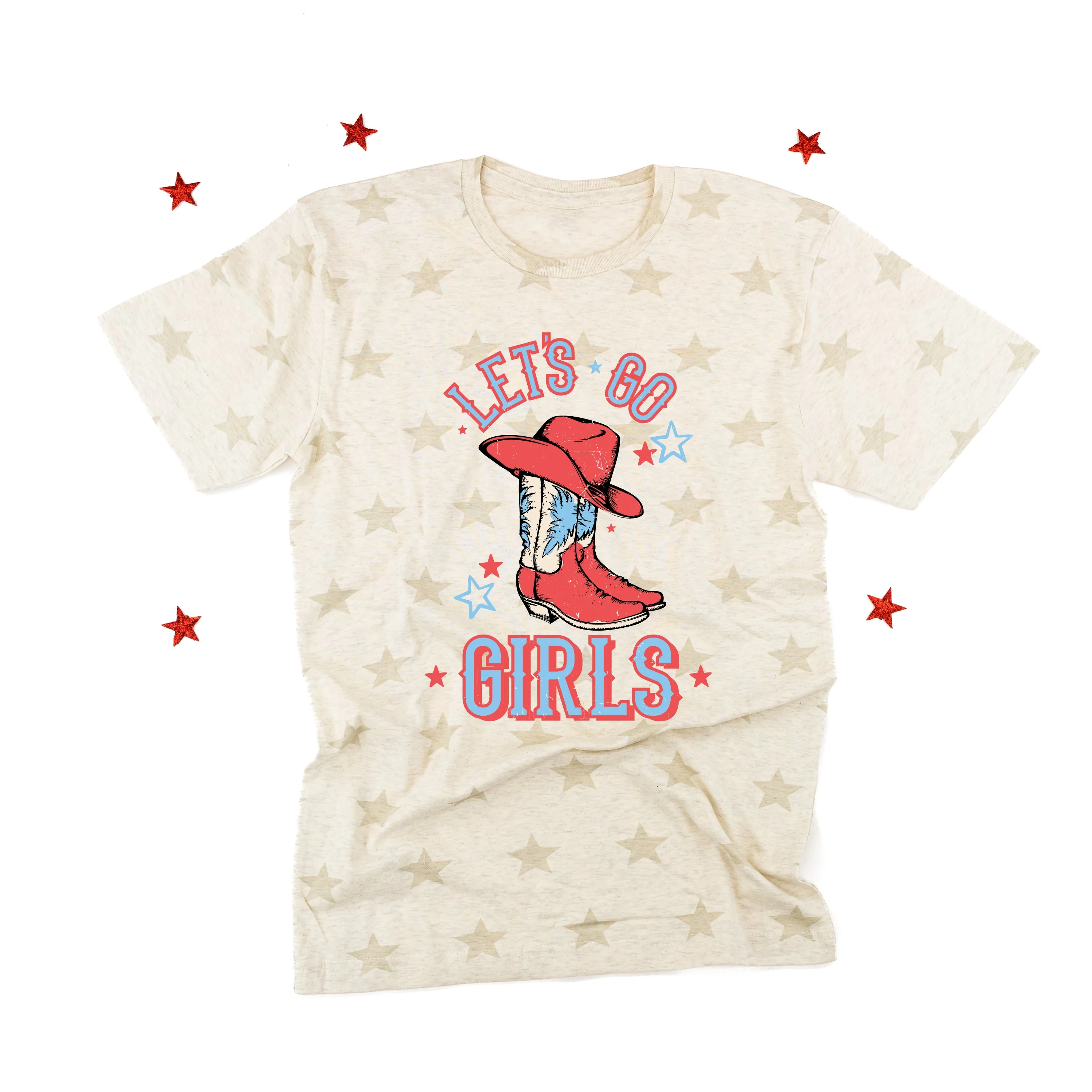 Patriotic Cowgirl - Let's Go Girls - Unisex STAR Tee - Image 2