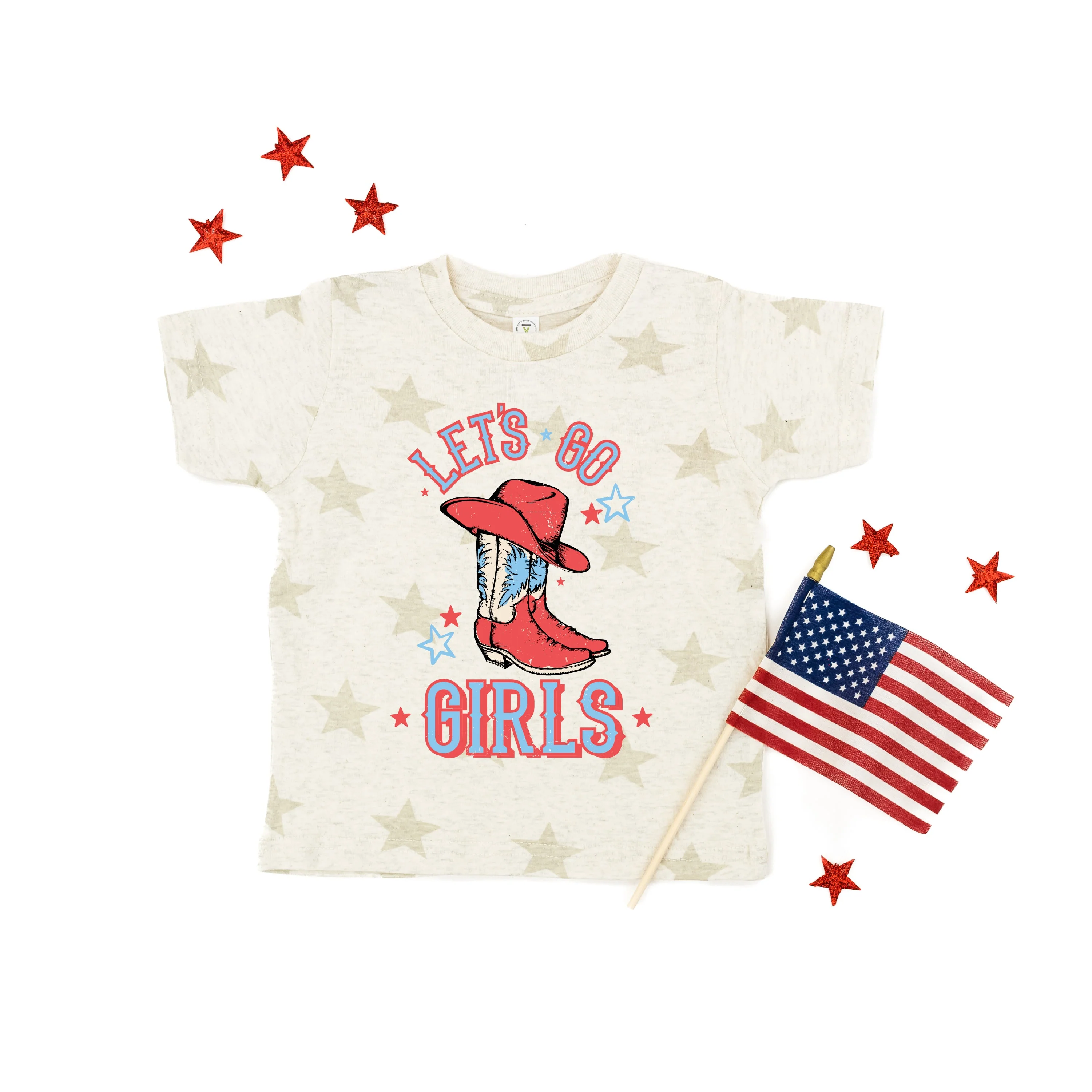 Patriotic Cowgirl - Let's Go Girls - Child STAR Tee - Image 2