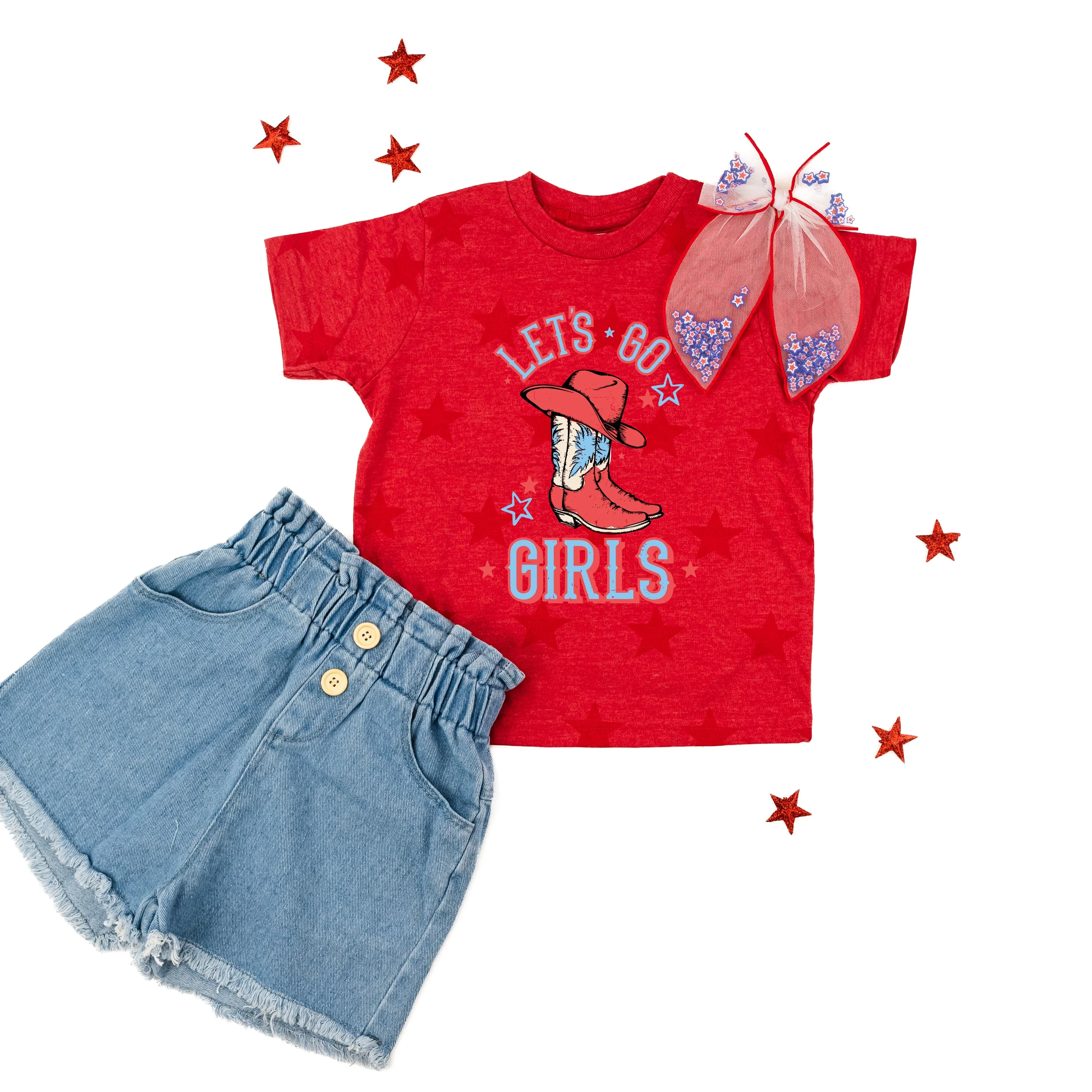 Patriotic Cowgirl - Let's Go Girls - Child STAR Tee - Image 3