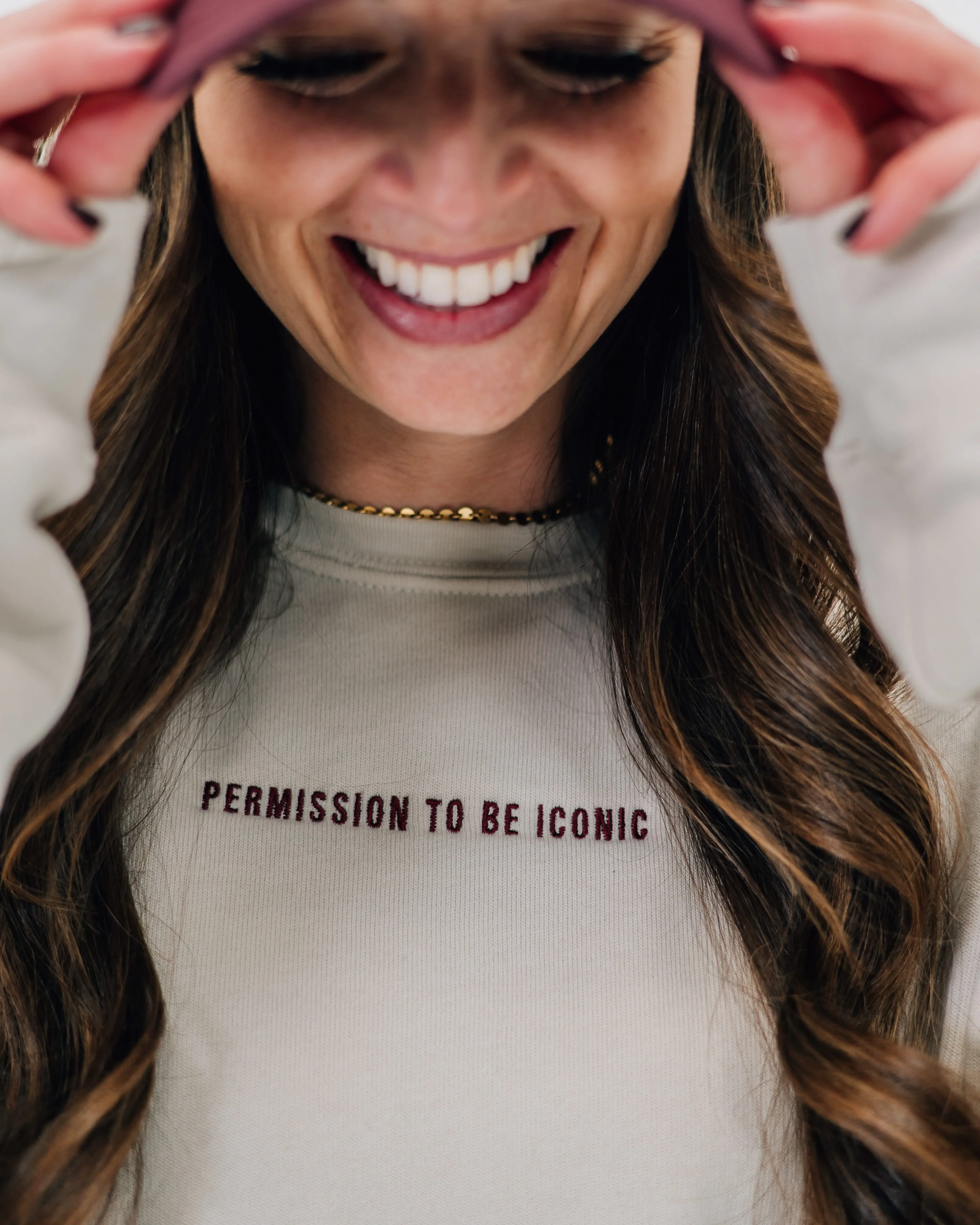 Permission To (Choose Your Word) Fleece – Embroidered Customizable Super Soft Sweatshirt | Little Mama Shirt Shop - Image 2