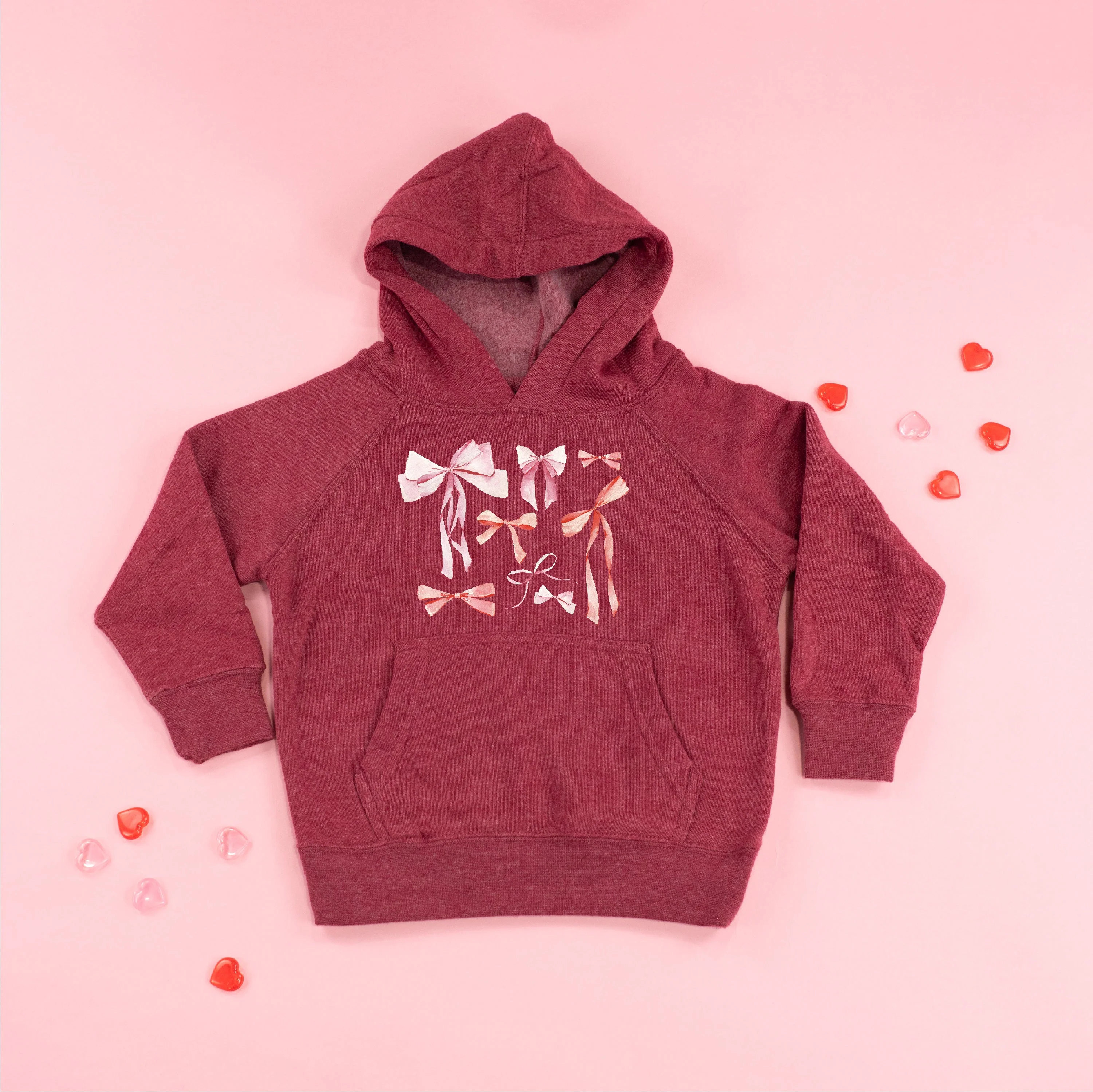 Pink And Red Valentine Bows - Child Hoodie
