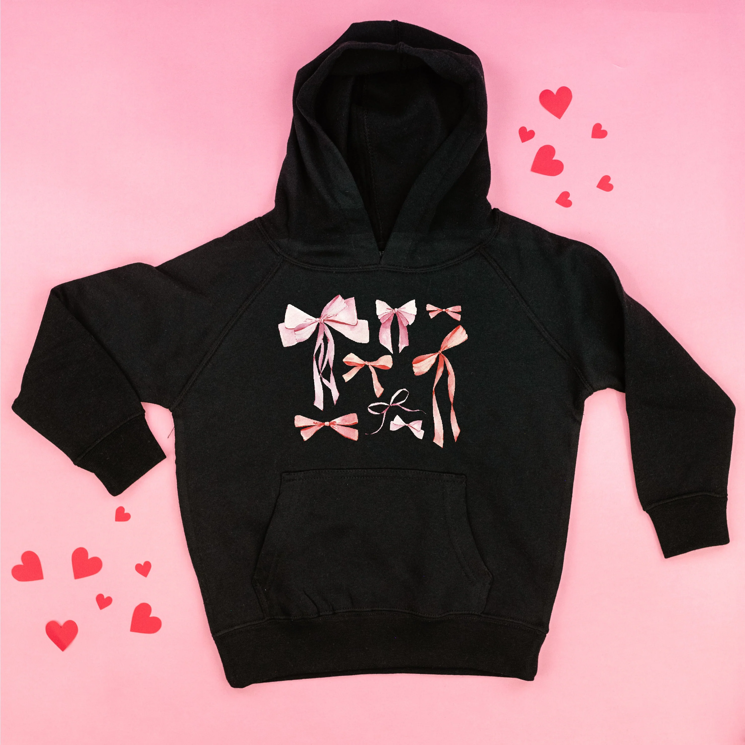 Pink And Red Valentine Bows - Child Hoodie - Image 2