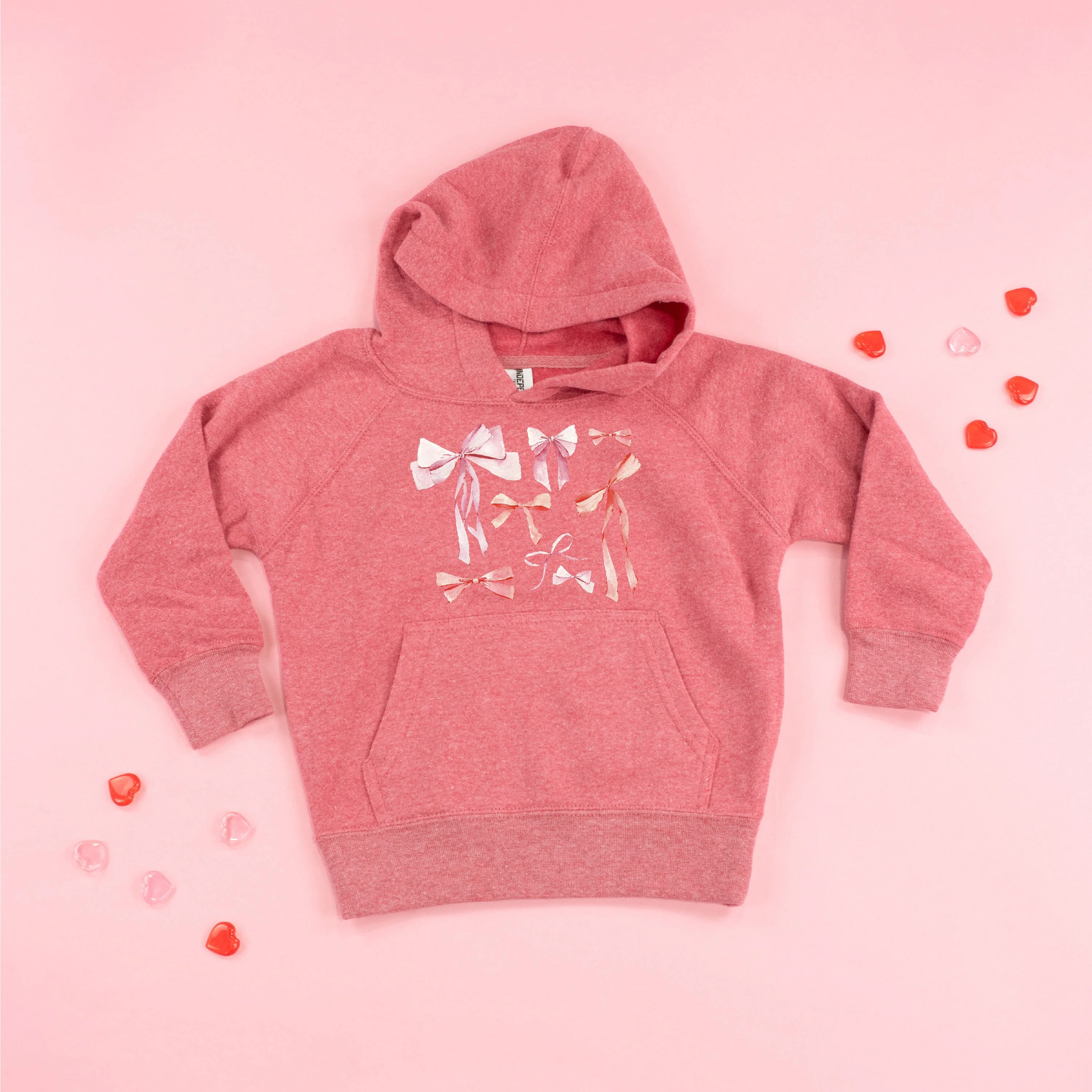 Pink And Red Valentine Bows - Child Hoodie - Image 4