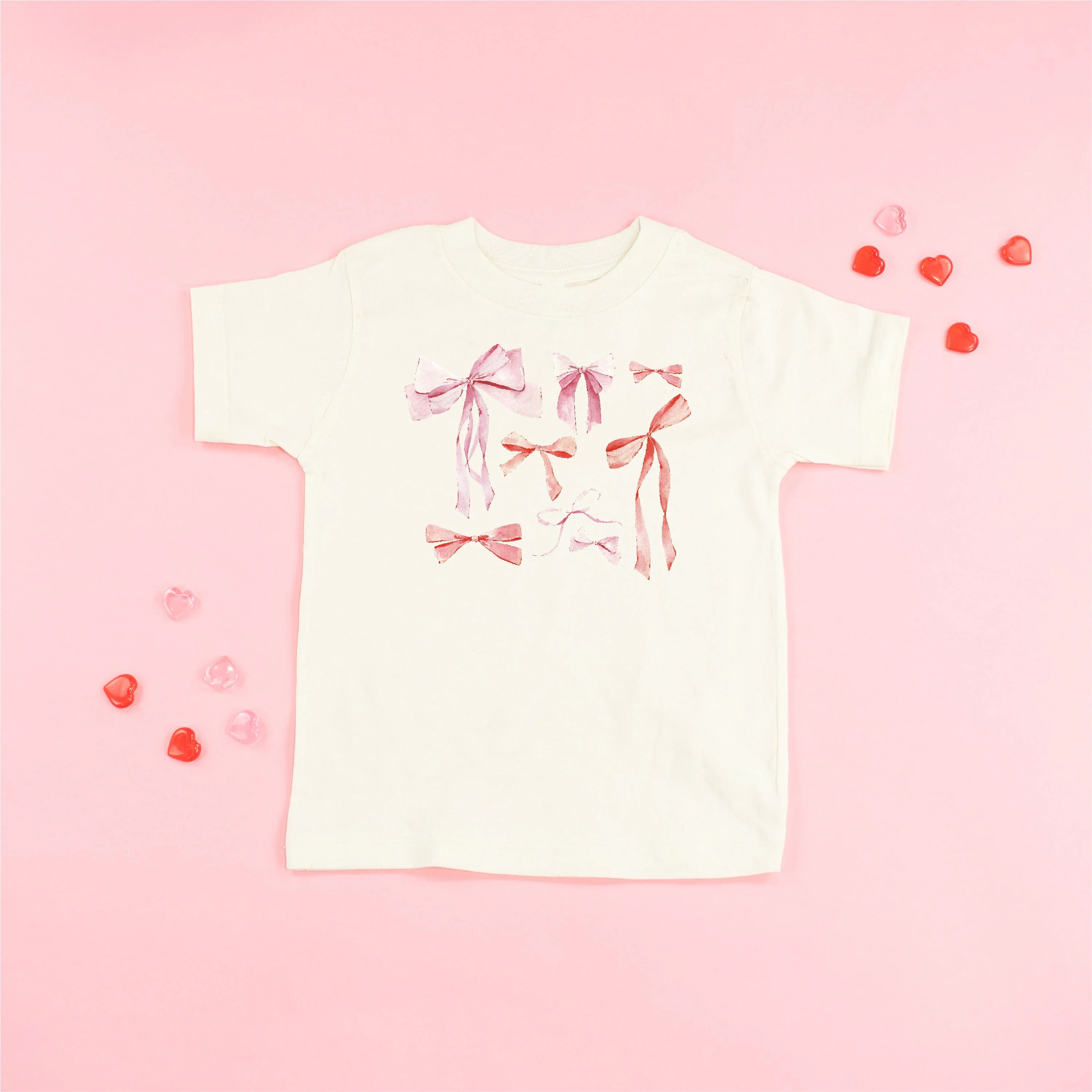 Pink And Red Valentine Bows - Child Tee