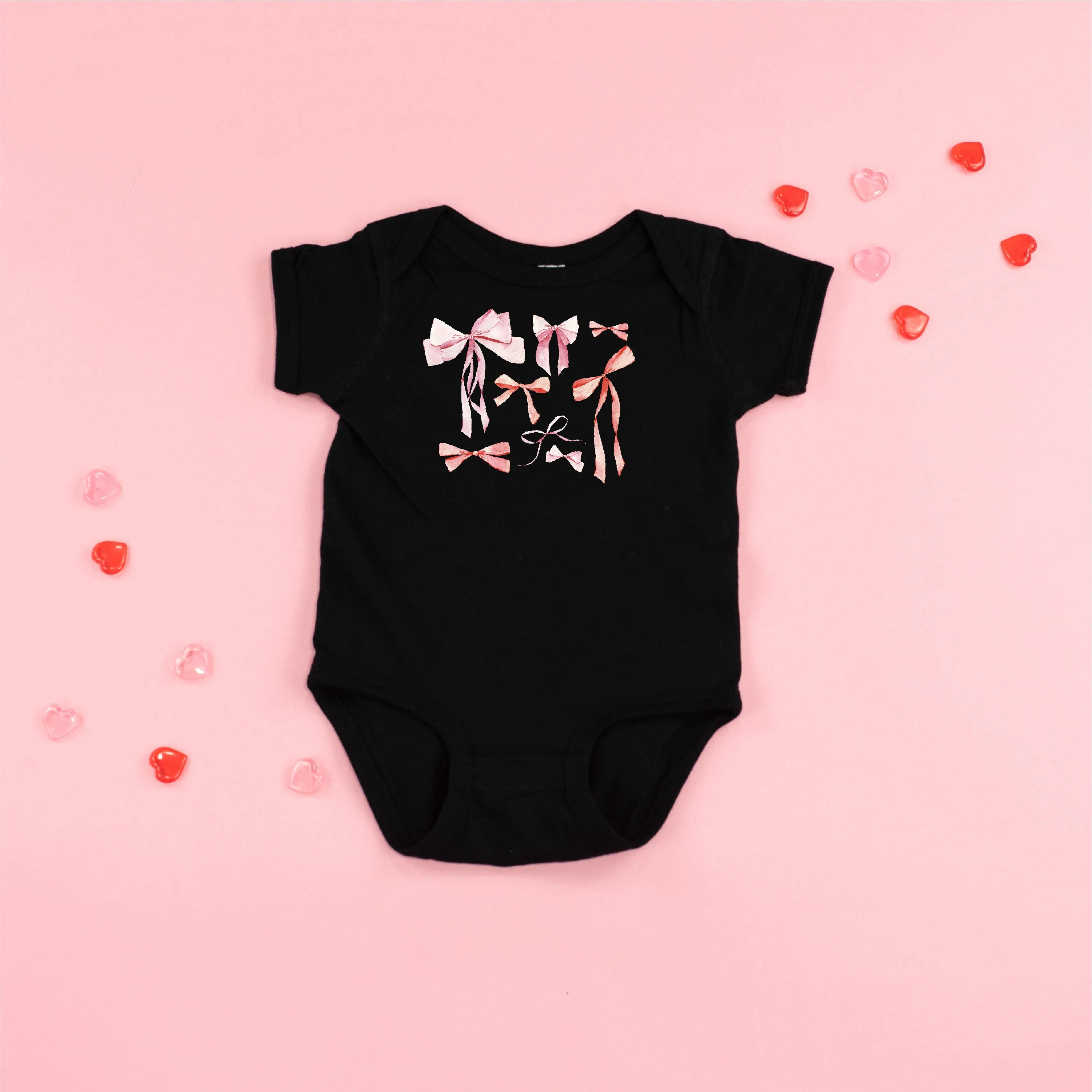 Pink And Red Valentine Bows - Child Tee - Image 4