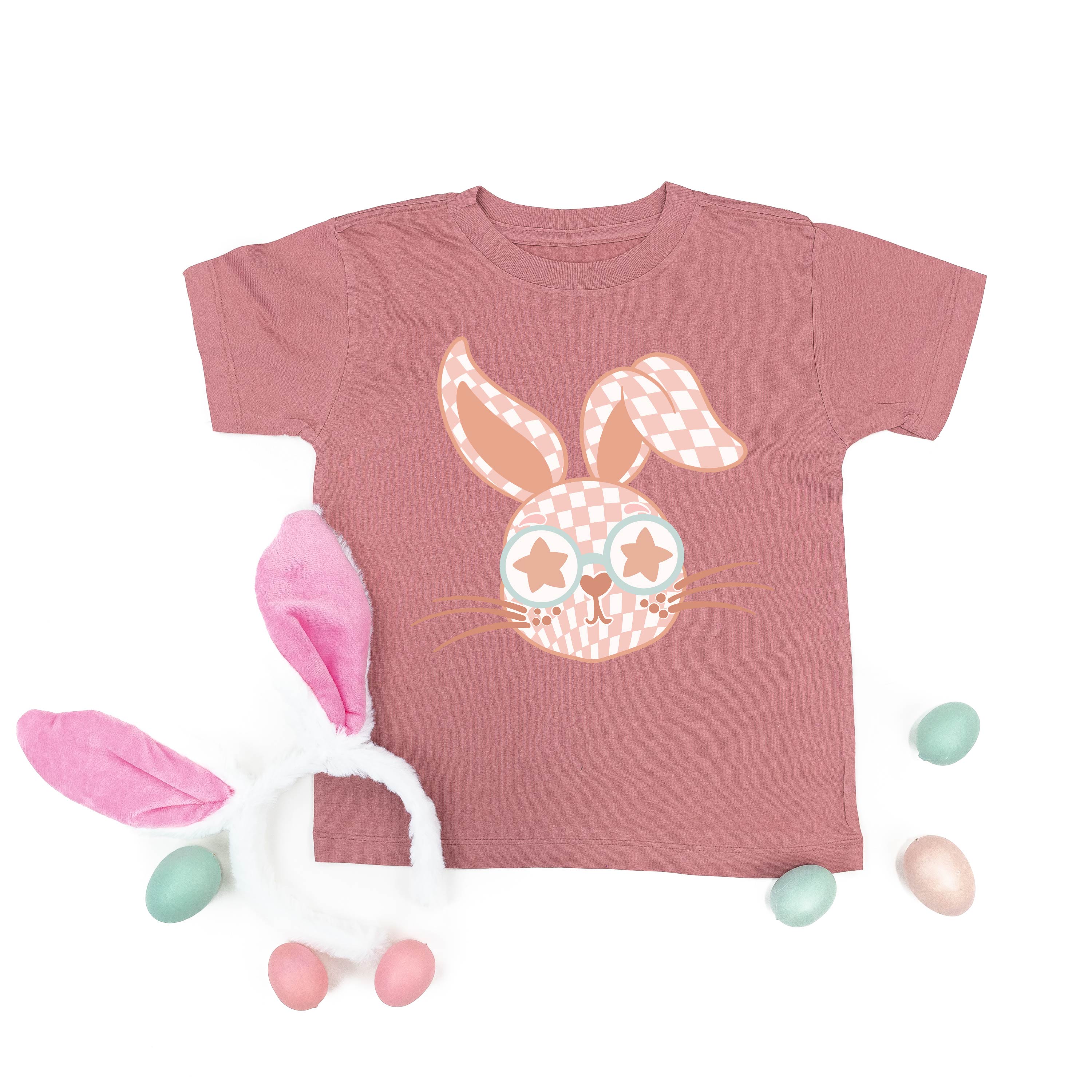 Pink Checkered Bunny - Child Tee - Image 6