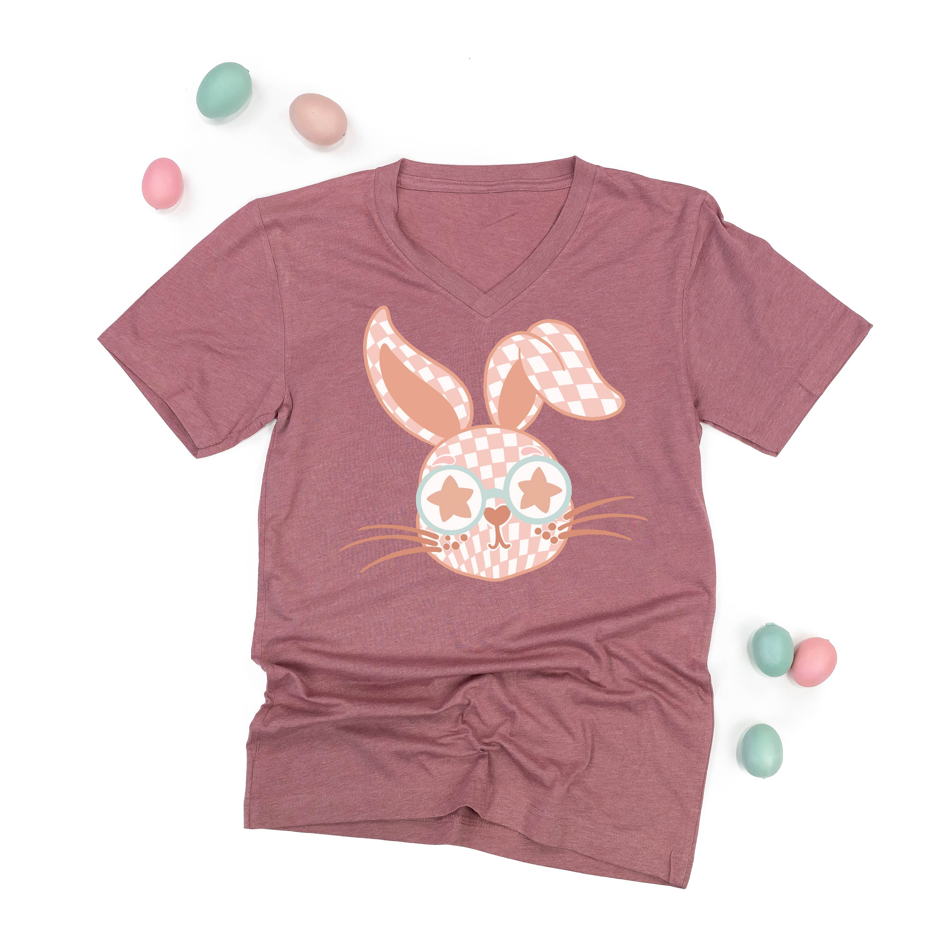 Pink Checkered Bunny - Unisex Tee - Image 8