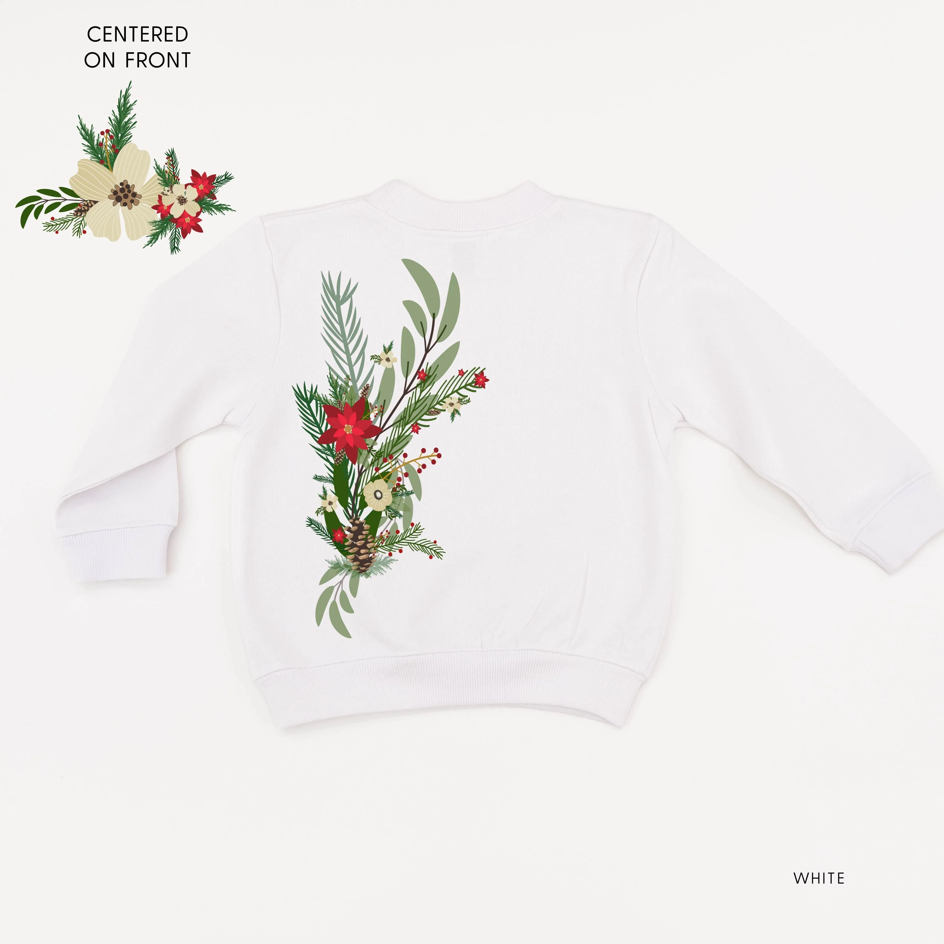 Poinsettia & Winter Flower Cascade (centered & b) - Child Sweater - Image 5