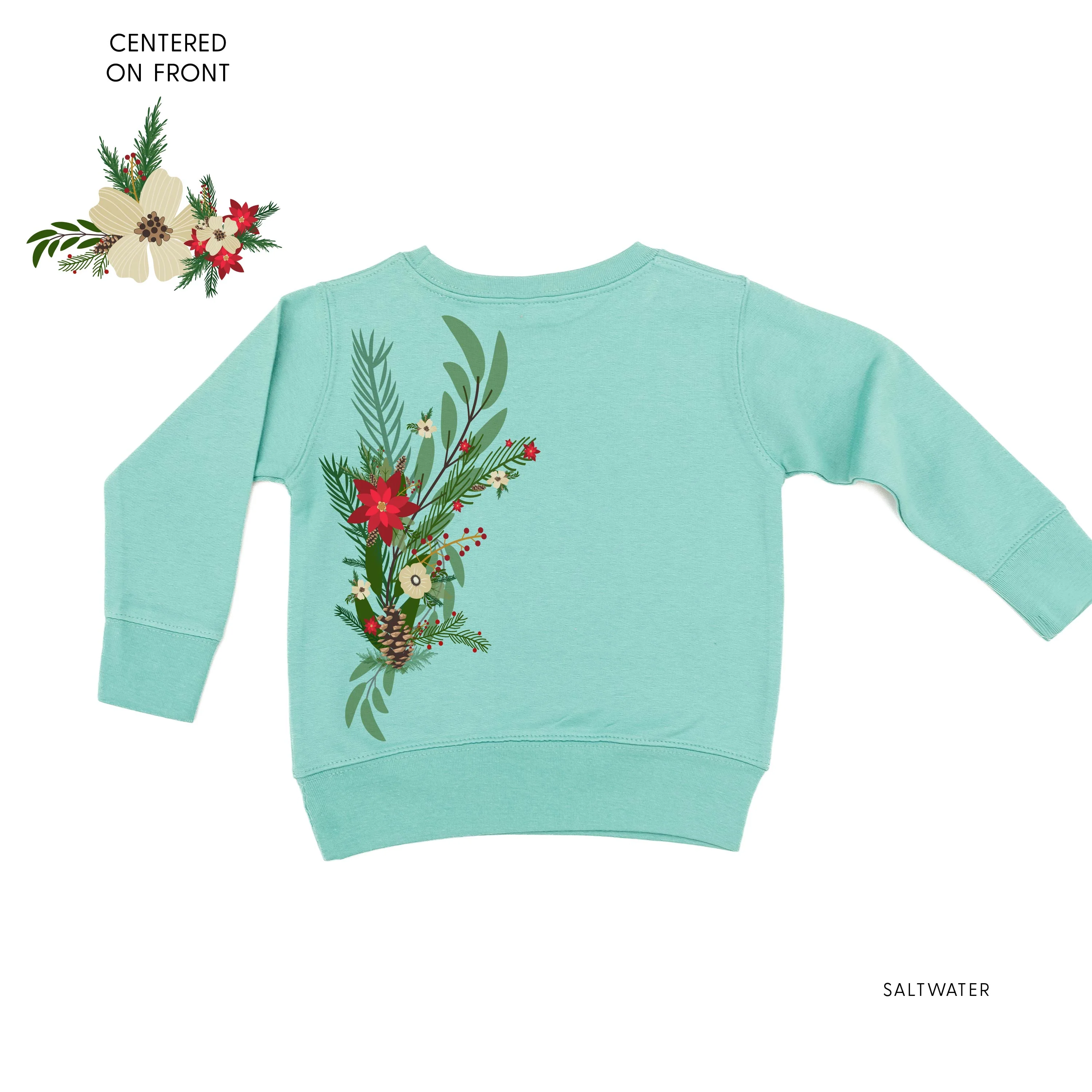 Poinsettia & Winter Flower Cascade (centered & b) - Child Sweater - Image 6