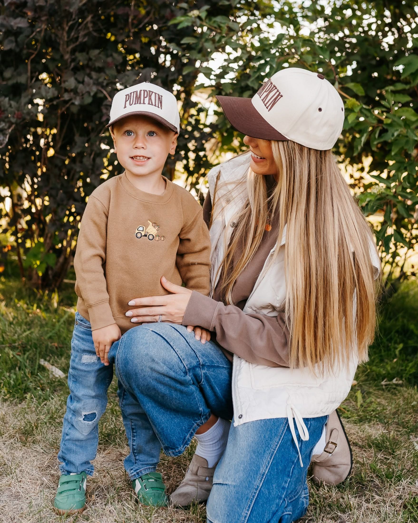 PUMPKIN - Puff Embroidered Trucker Hat - Mommy + Me (Set of 2) - Image 2