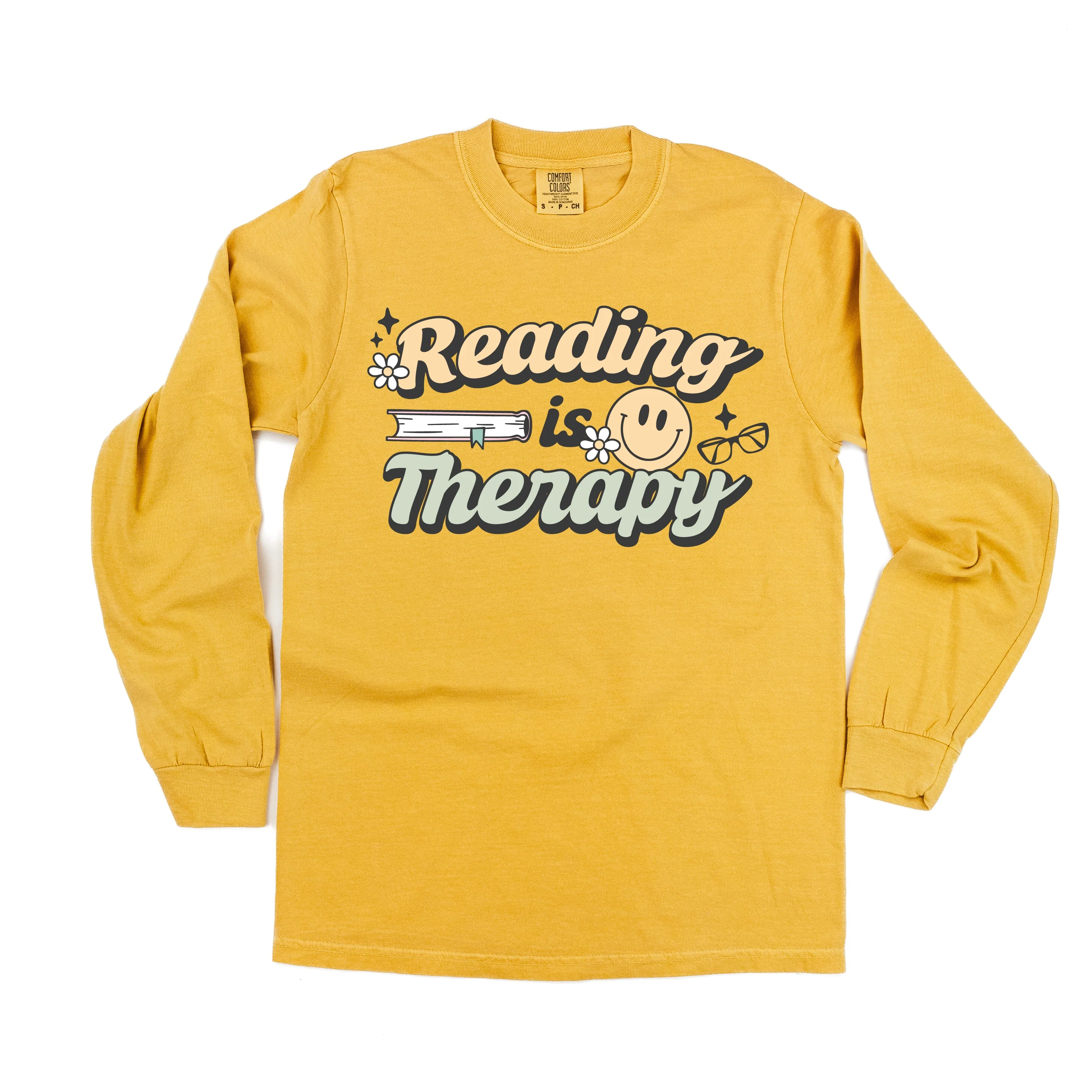 Reading is Therapy - Long Sleeve Comfort Colors Tee - Image 8