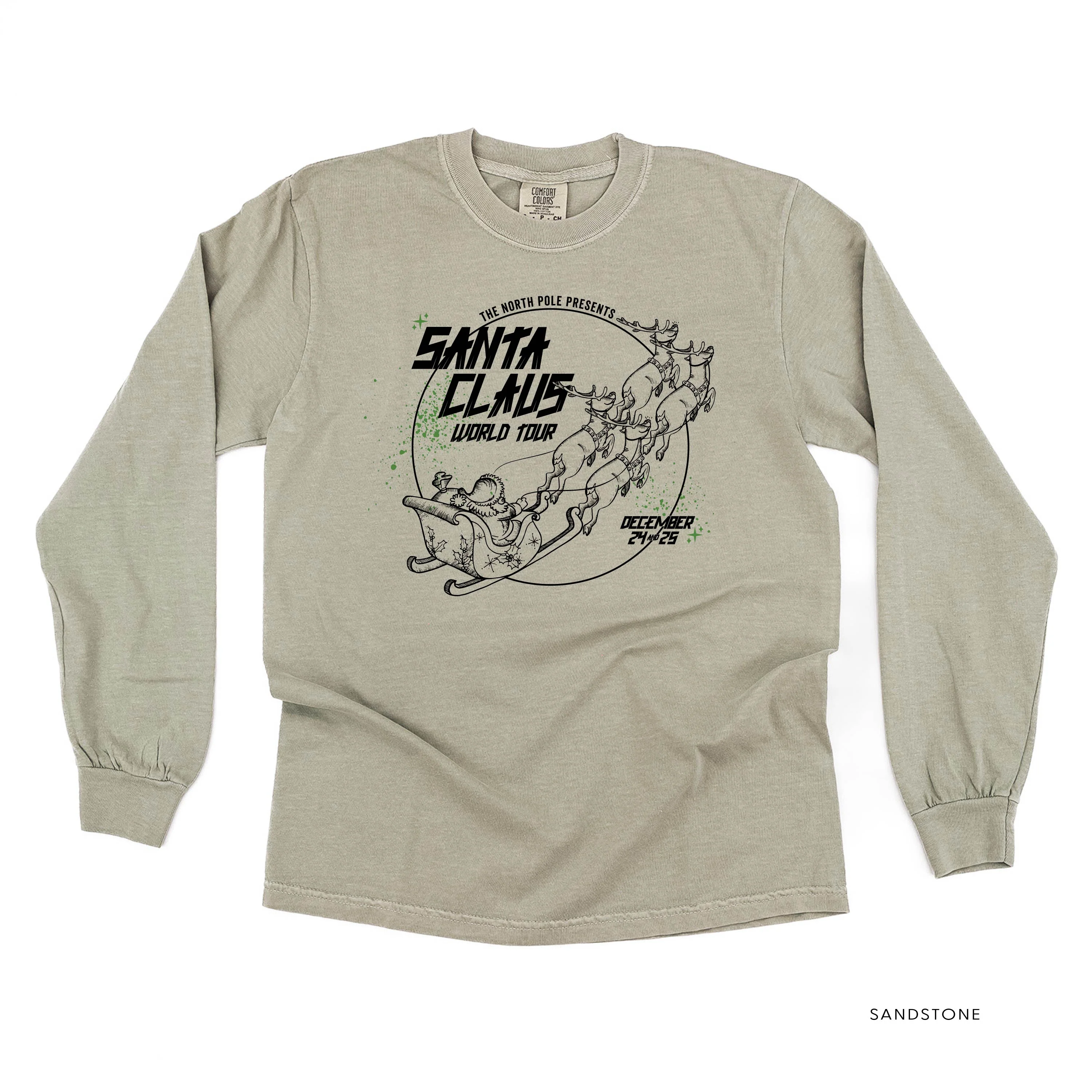Santa Claus World Tour (f&b) - Long Sleeve Comfort Colors Tee - Image 2