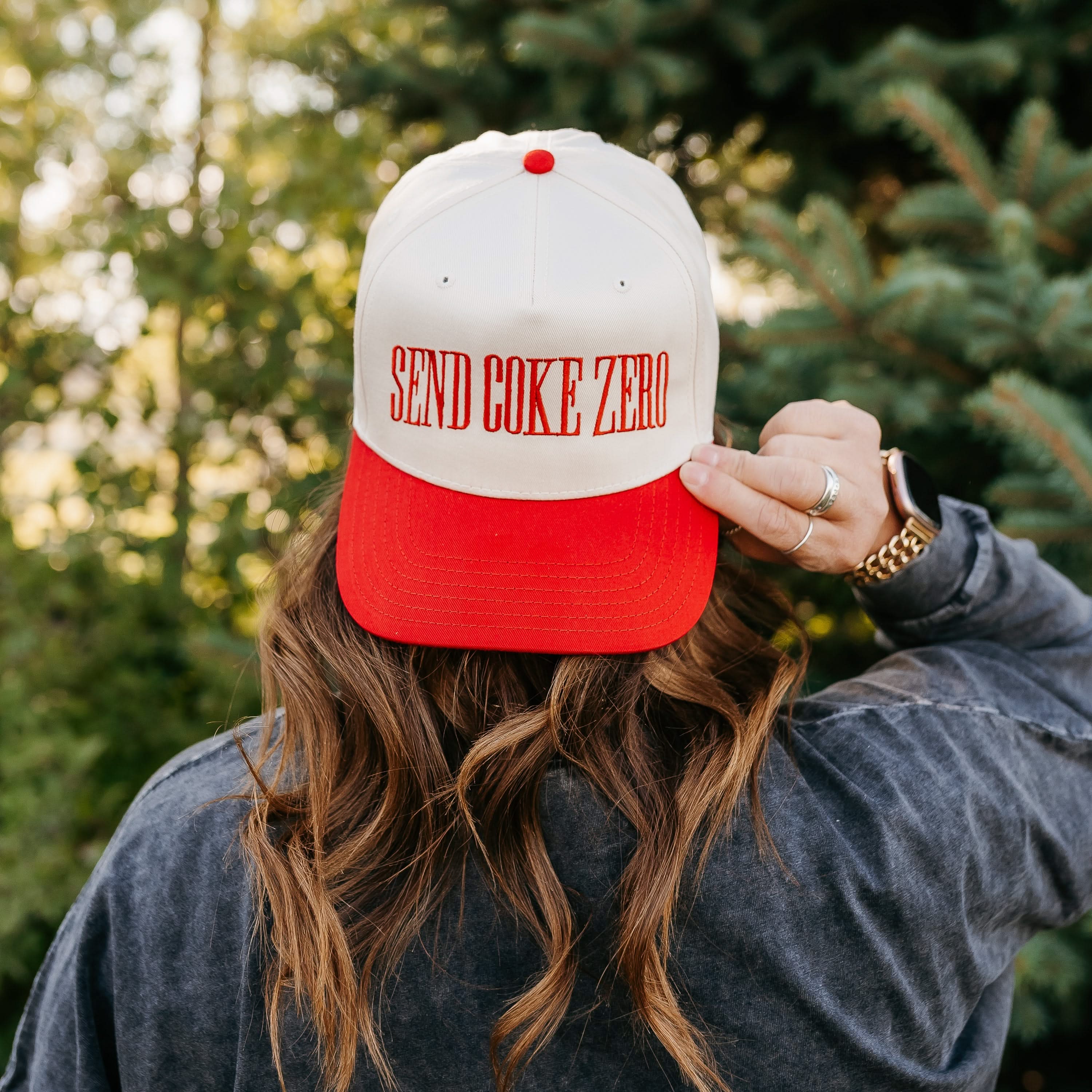 Send (Choose Your Beverage) | Vintage Embroidered Adult Trucker Hat - Image 4
