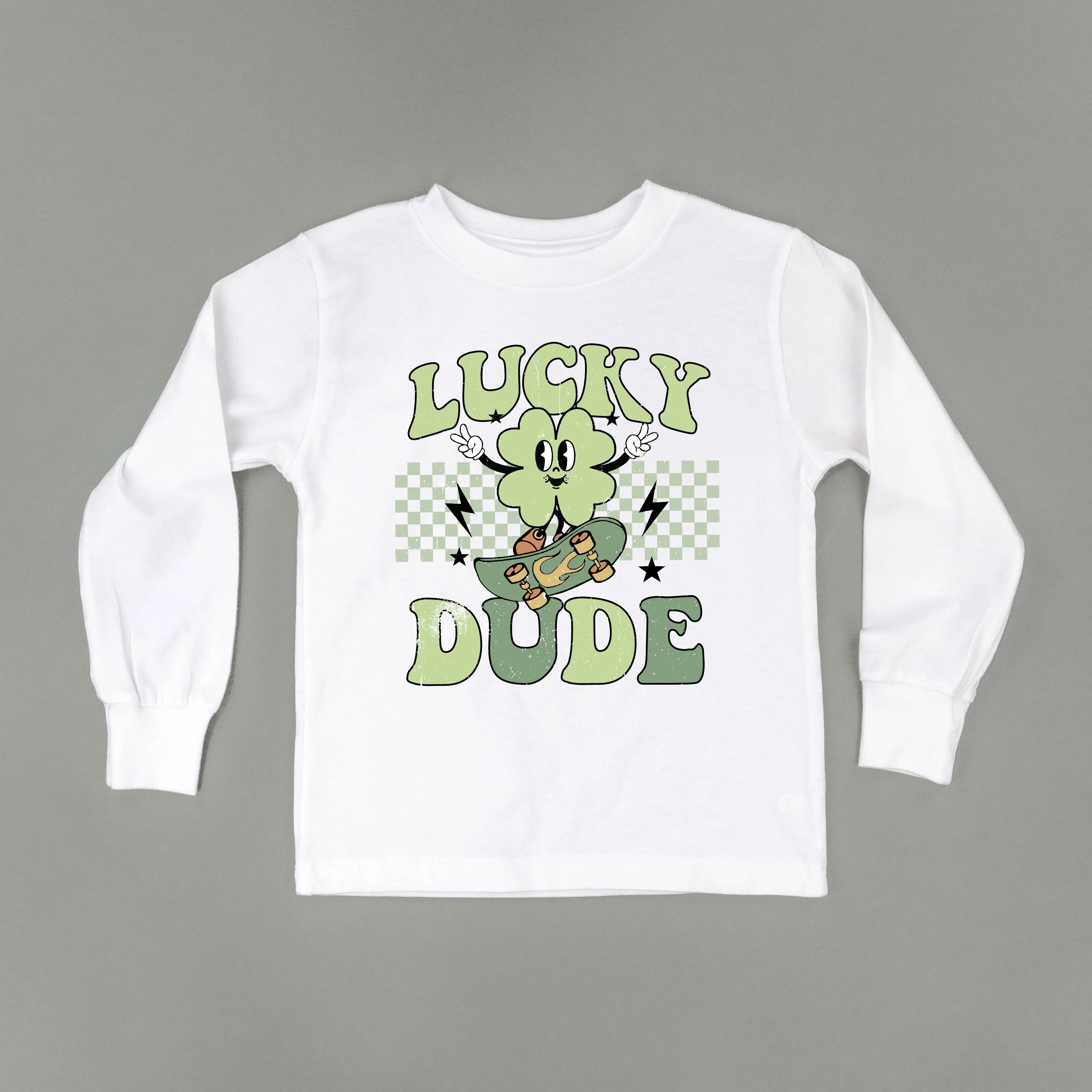 Skateboard - Lucky Dude - Child Long Sleeve Tee - Image 2