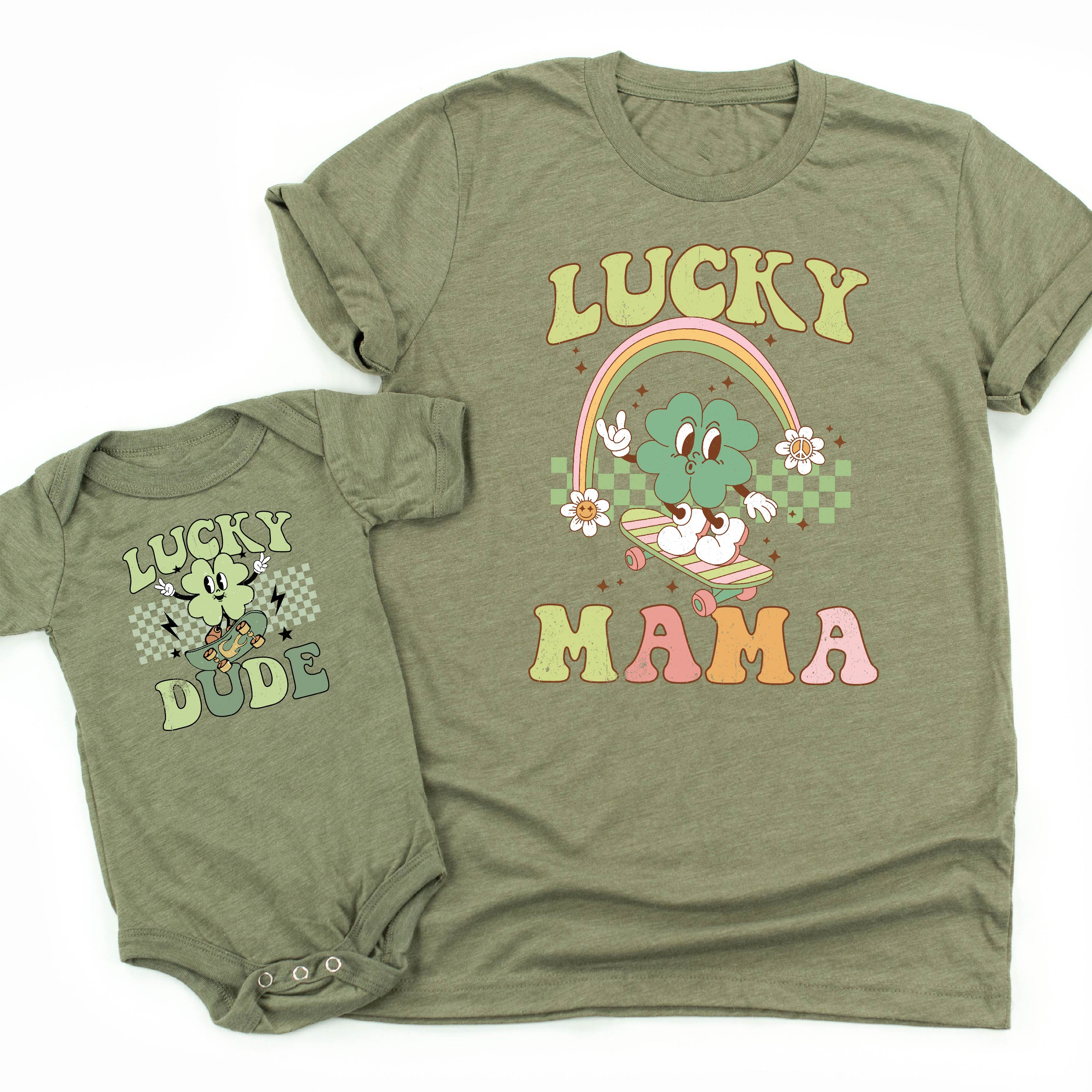 Skateboard - Lucky Mama / Dude - Set of 2 Tees - Image 2