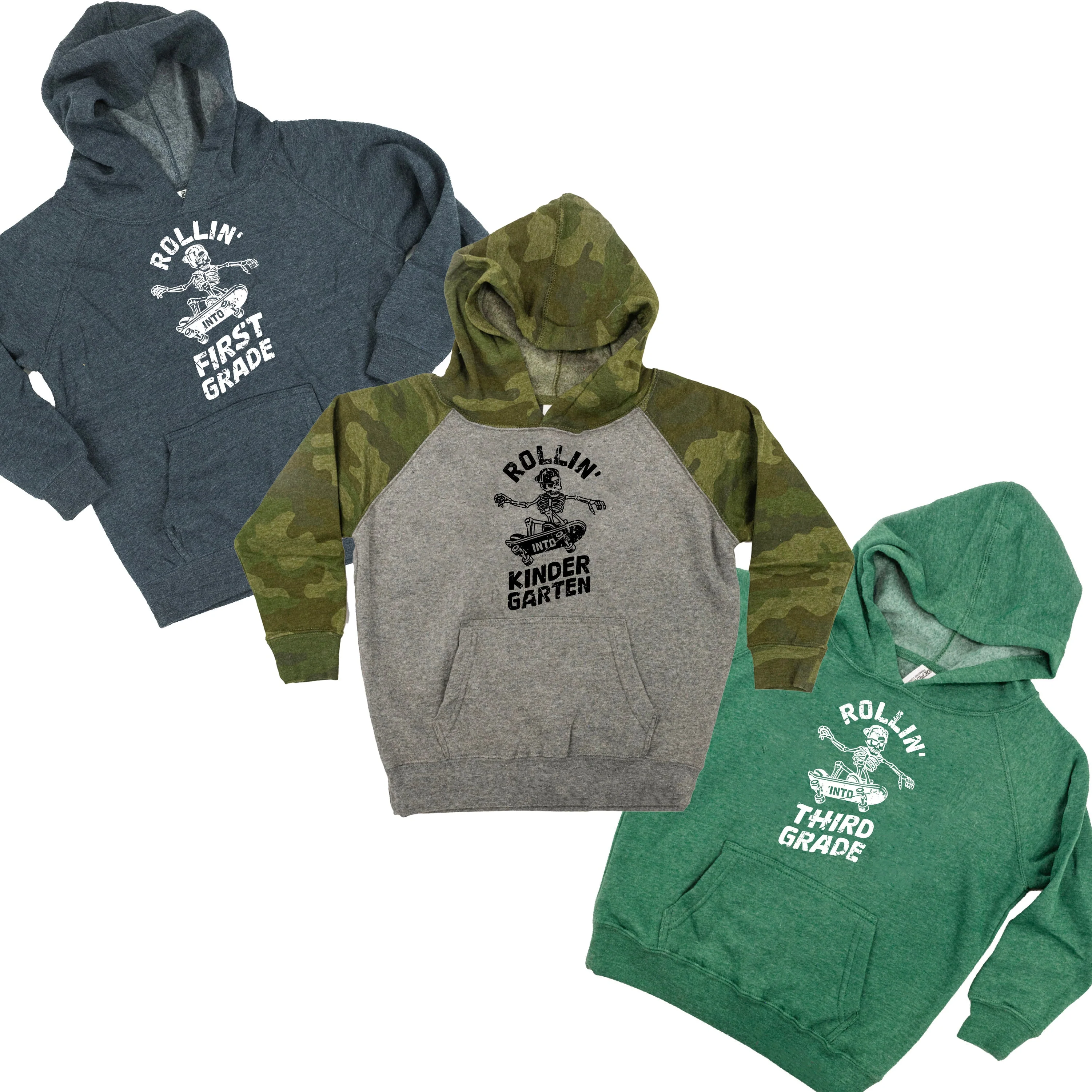Skateboarding Skelly - Rollin' Into (Choose Your Grade) - Child HOODIE - Image 2