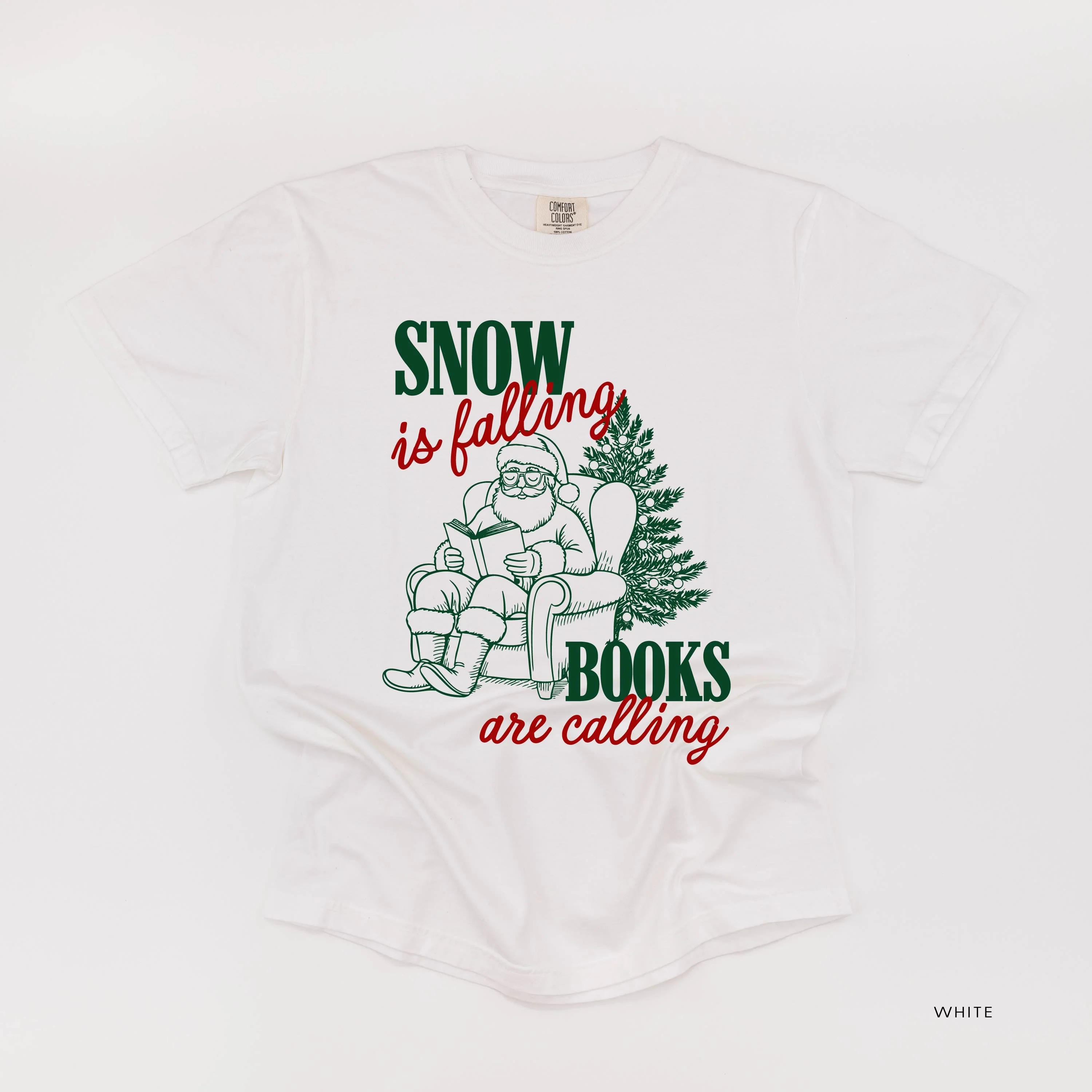 Snow Is Falling Books Are Calling - Comfort Colors Tee - Image 3