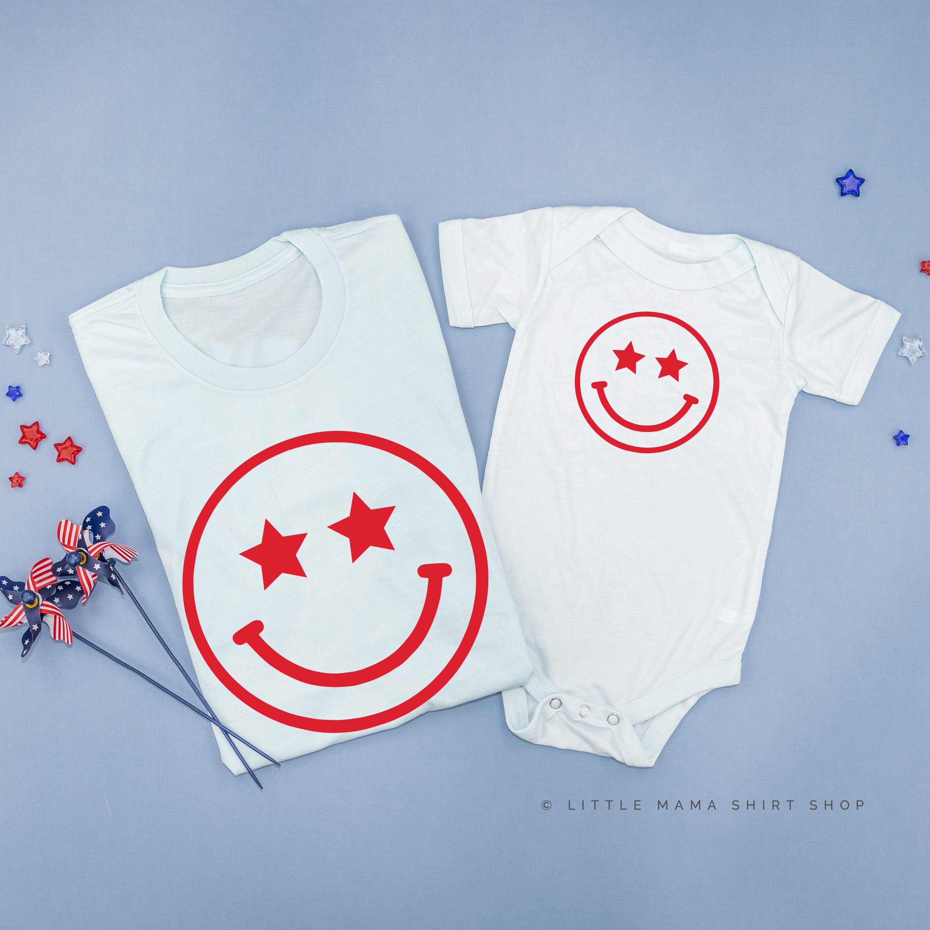Star Eyes Smiley Face - Set of 2 Tees - Image 2