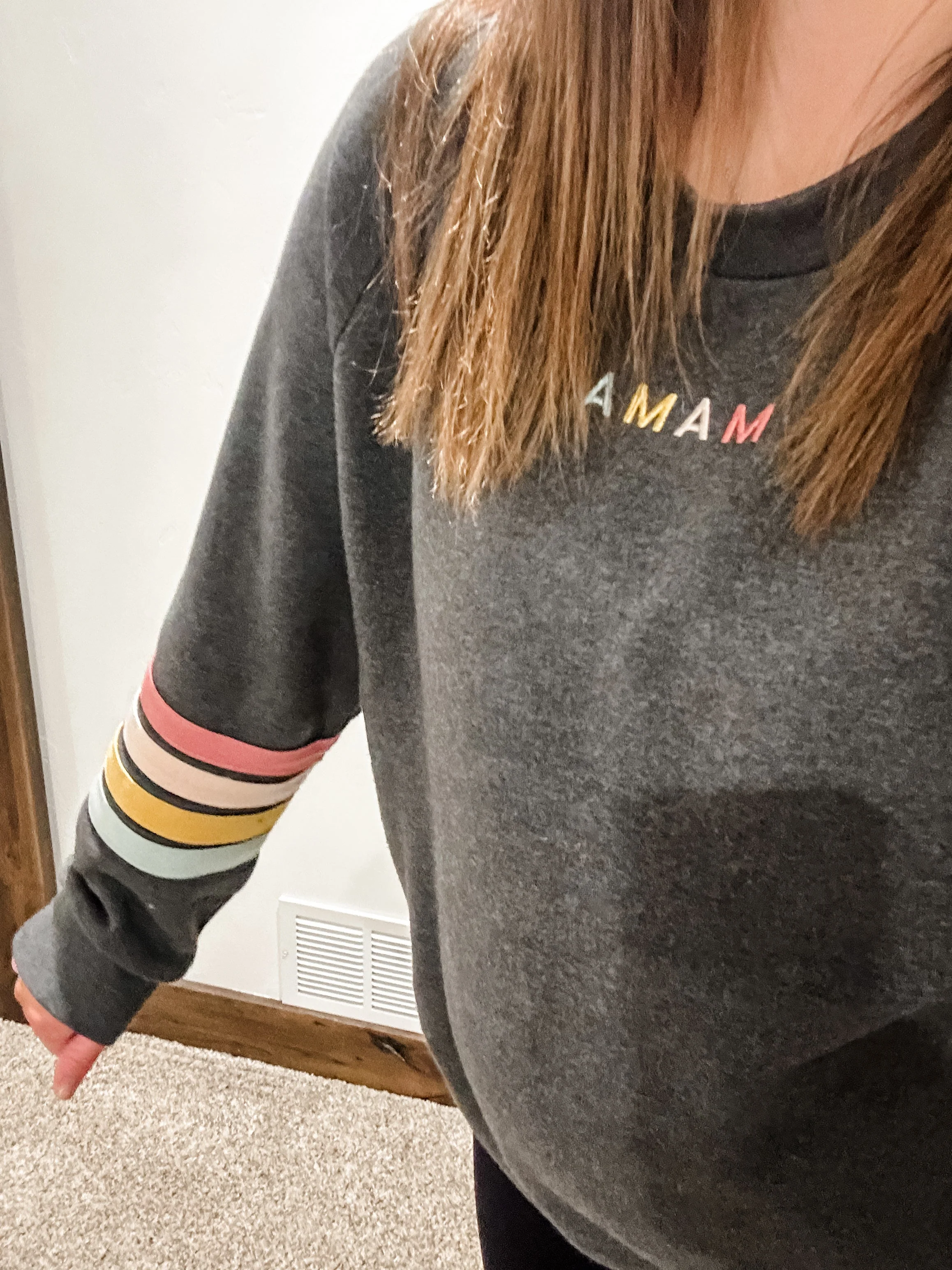 TEAM MAMA - Embroidered Varsity Stripe Crewneck - Image 10