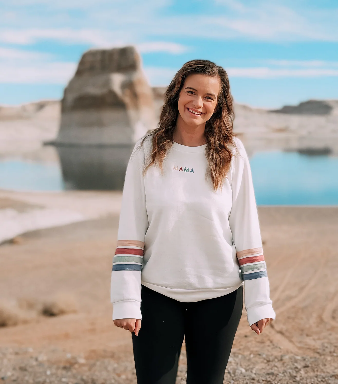 TEAM MAMA - Embroidered Varsity Stripe Crewneck - Image 2