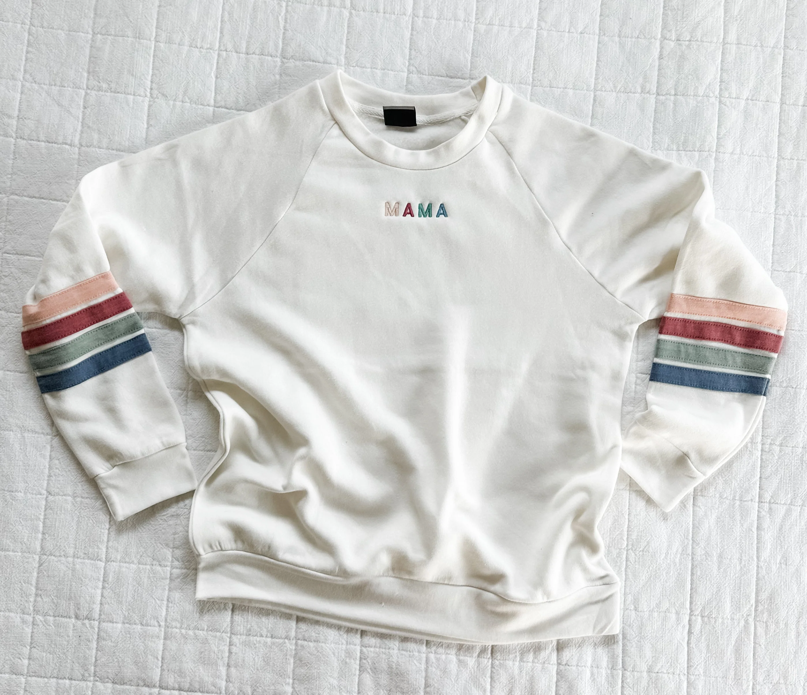 TEAM MAMA - Embroidered Varsity Stripe Crewneck - Image 8