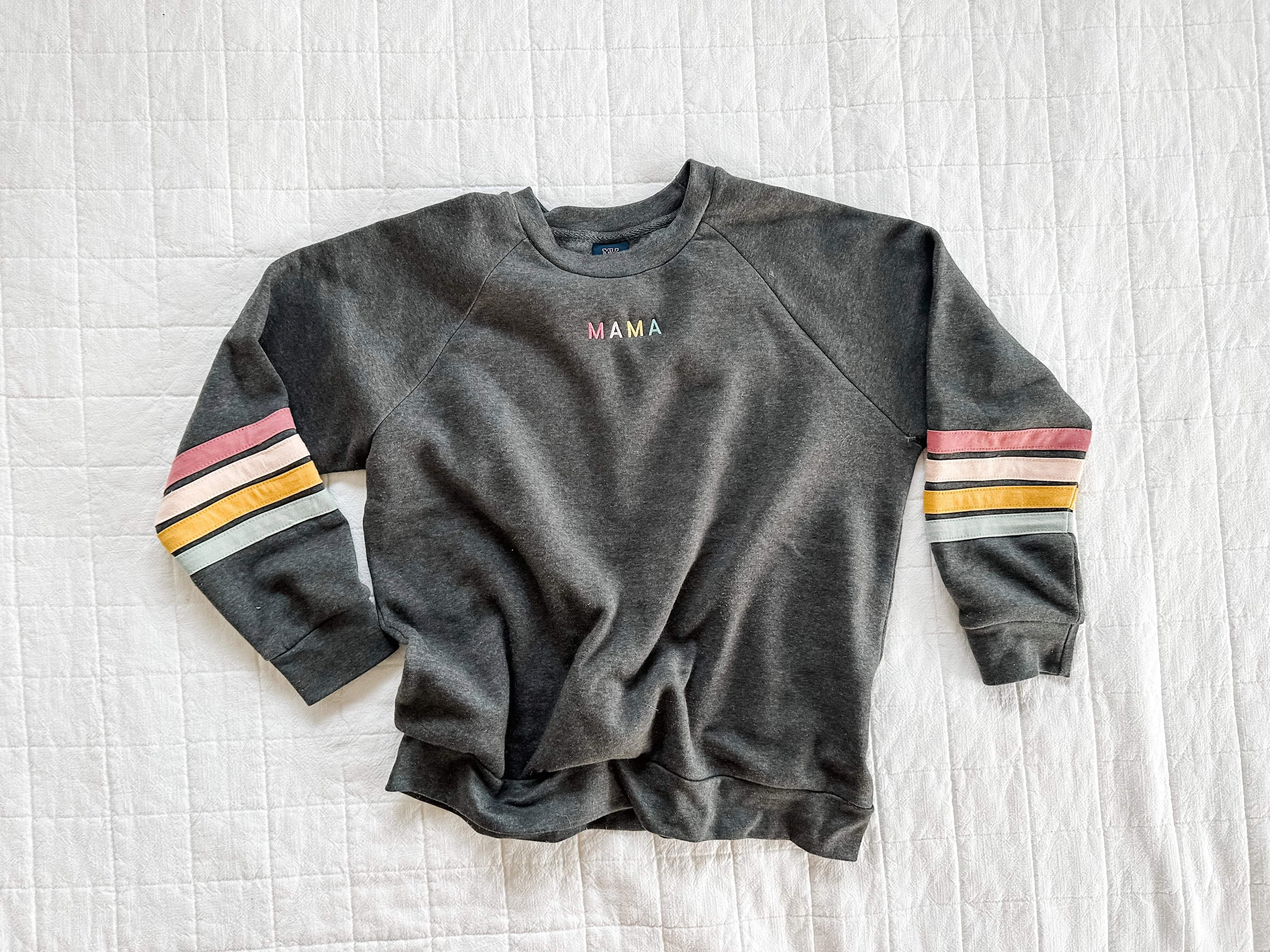 TEAM MAMA - Embroidered Varsity Stripe Crewneck - Image 9
