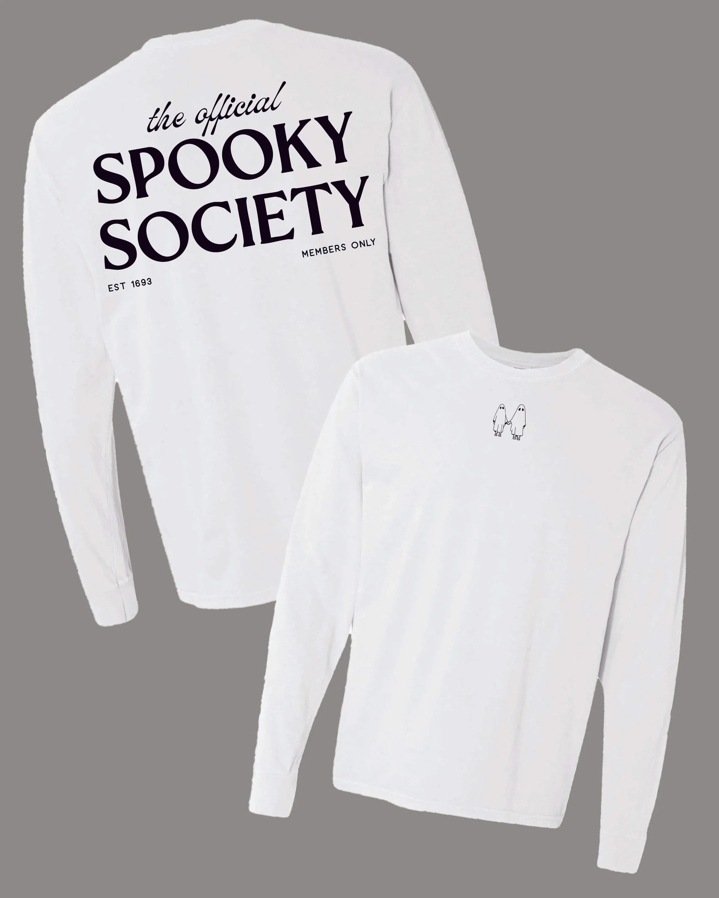 The Official Spooky Society - White Long Sleeve Comfort Colors Tee - Image 3