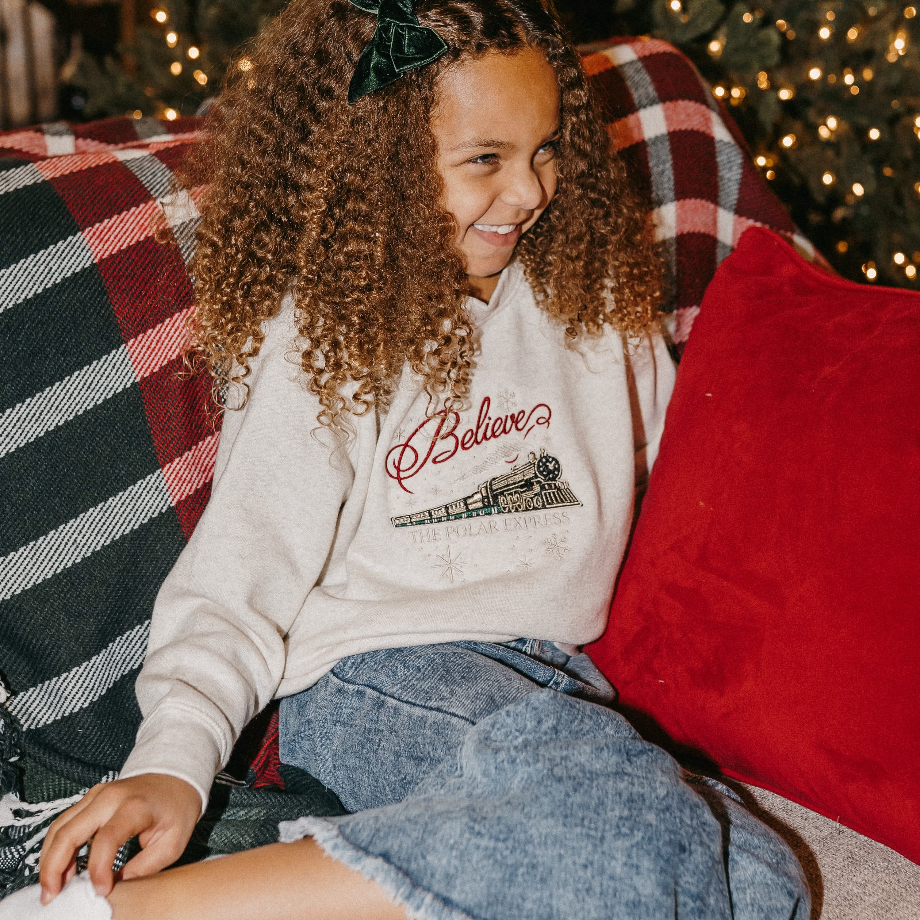 The Polar Express Train Set of 2 Natural Heather Embroidered Elevated Fleece Sweaters – Matching Christmas Set | Little Mama Shirt Shop - Image 4