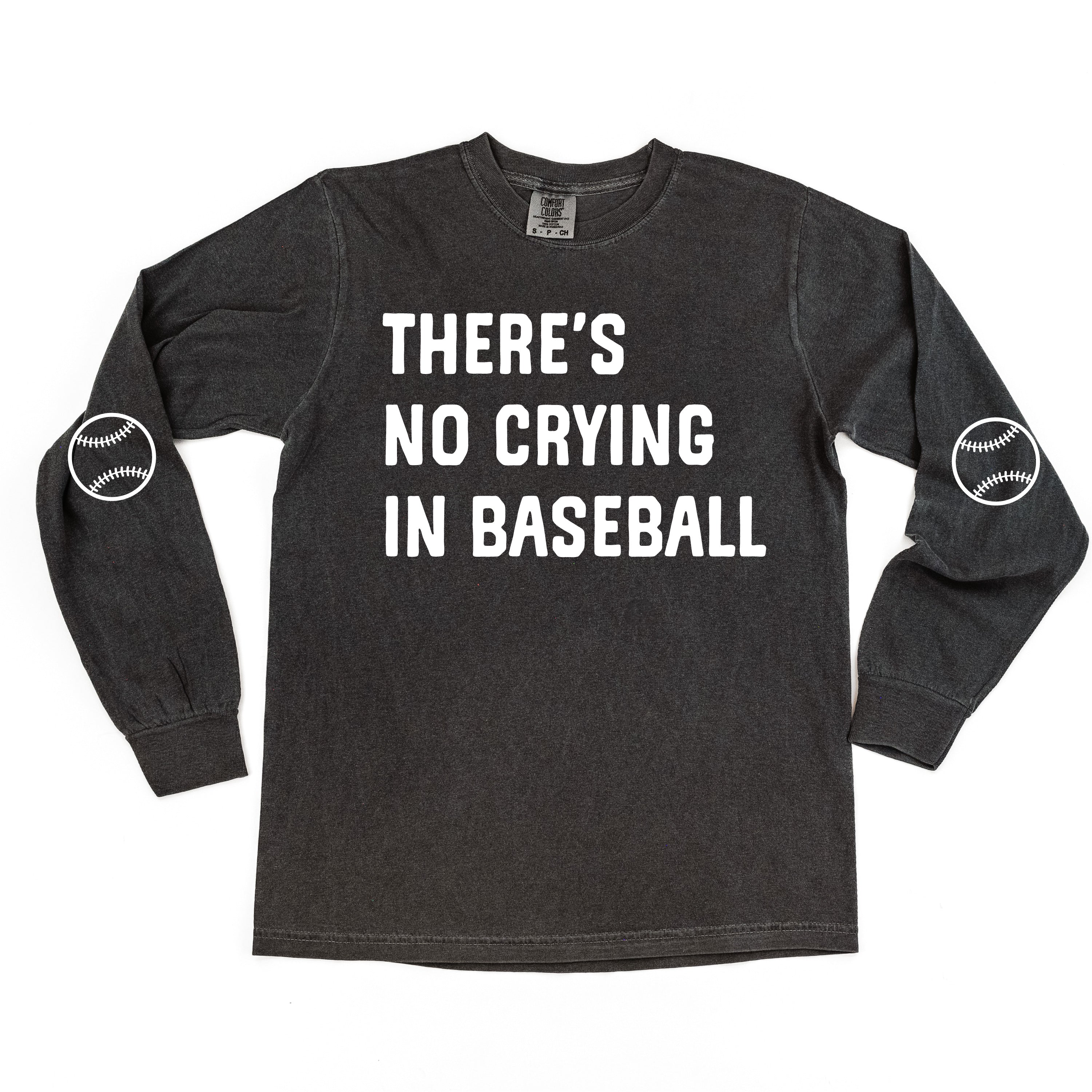 There's No Crying In Baseball (elbows) - Custom Number - LONG SLEEVE Comfort Colors Tee - Image 15