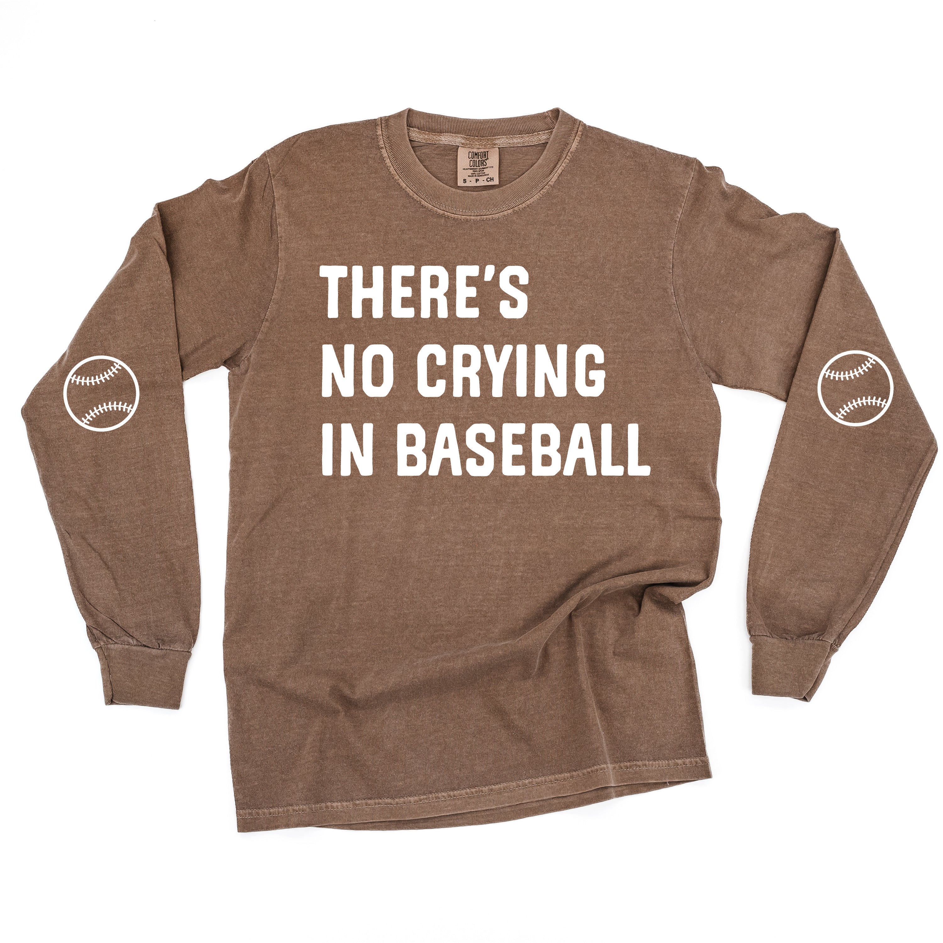 There's No Crying In Baseball (elbows) - Custom Number - LONG SLEEVE Comfort Colors Tee - Image 17