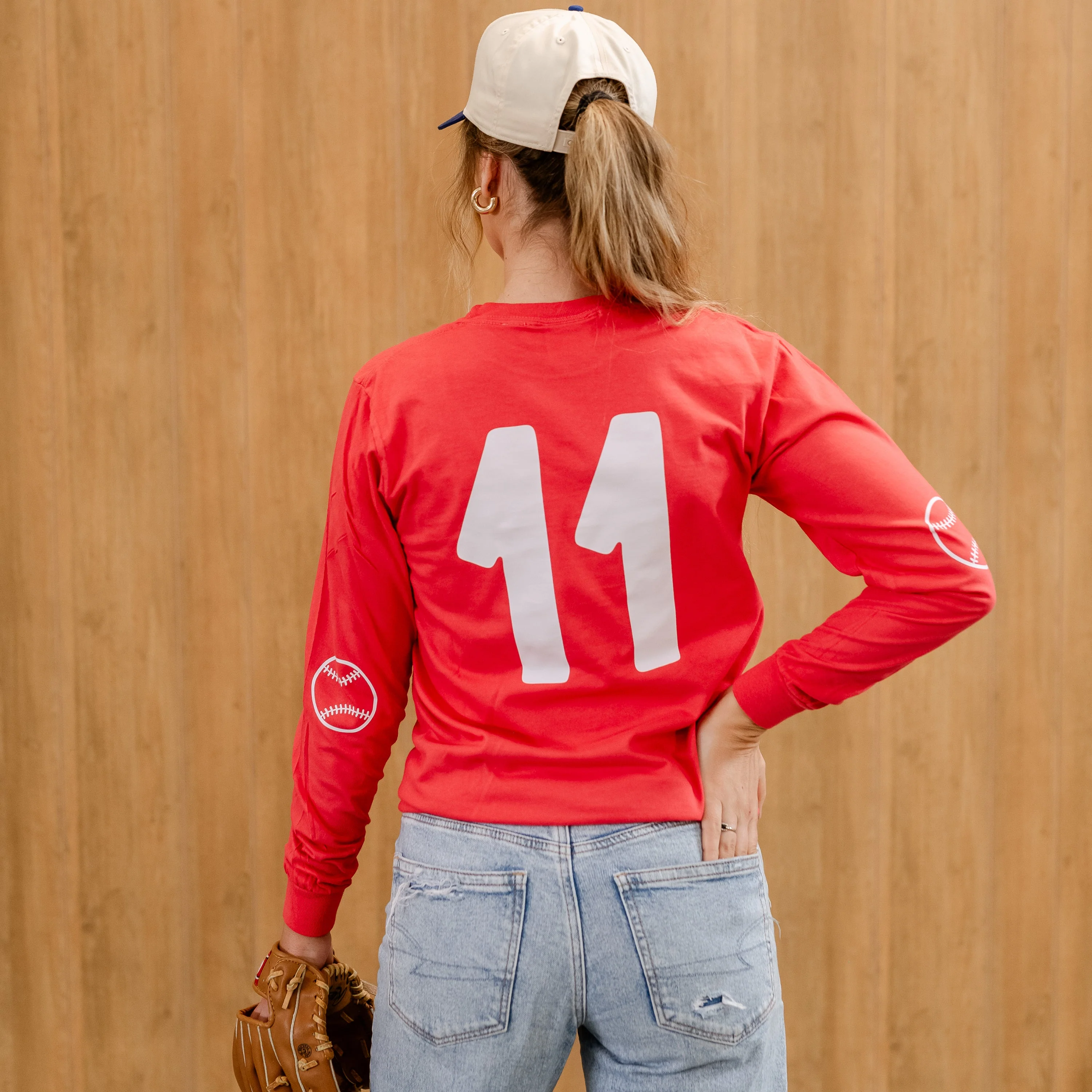 There's No Crying In Baseball (elbows) - Custom Number - LONG SLEEVE Comfort Colors Tee - Image 4