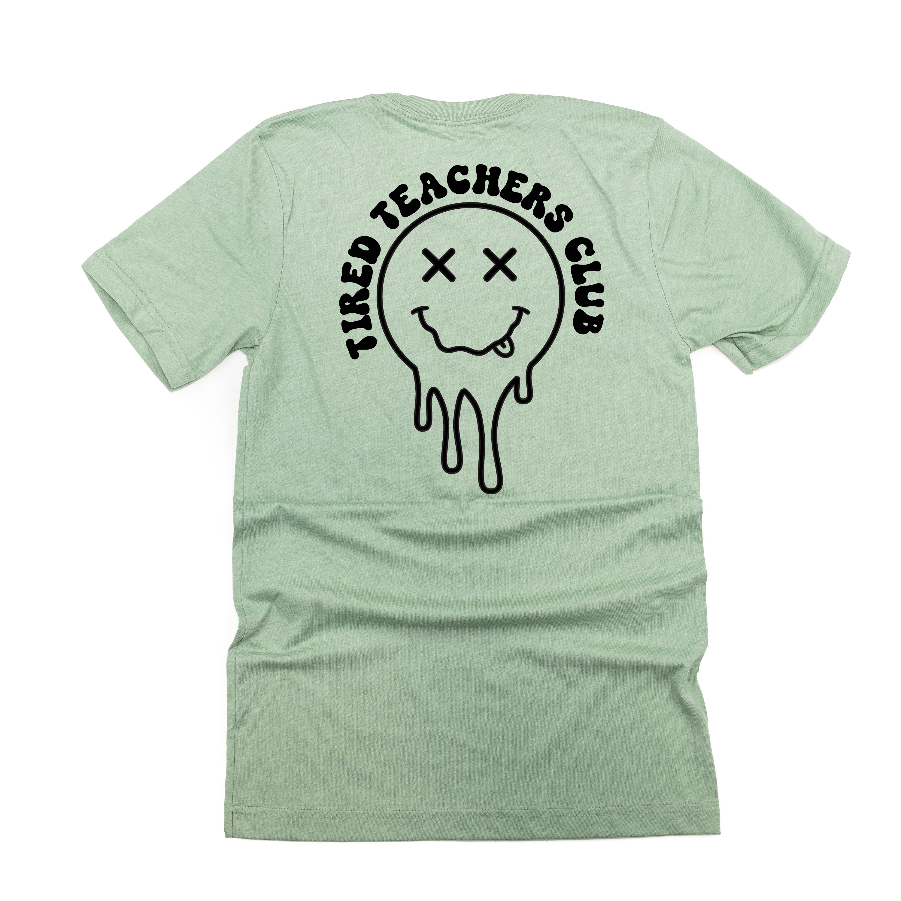 Tired Teachers Club - Melty X Squiggle Smiley (pf & b) - Unisex Tee - Image 10