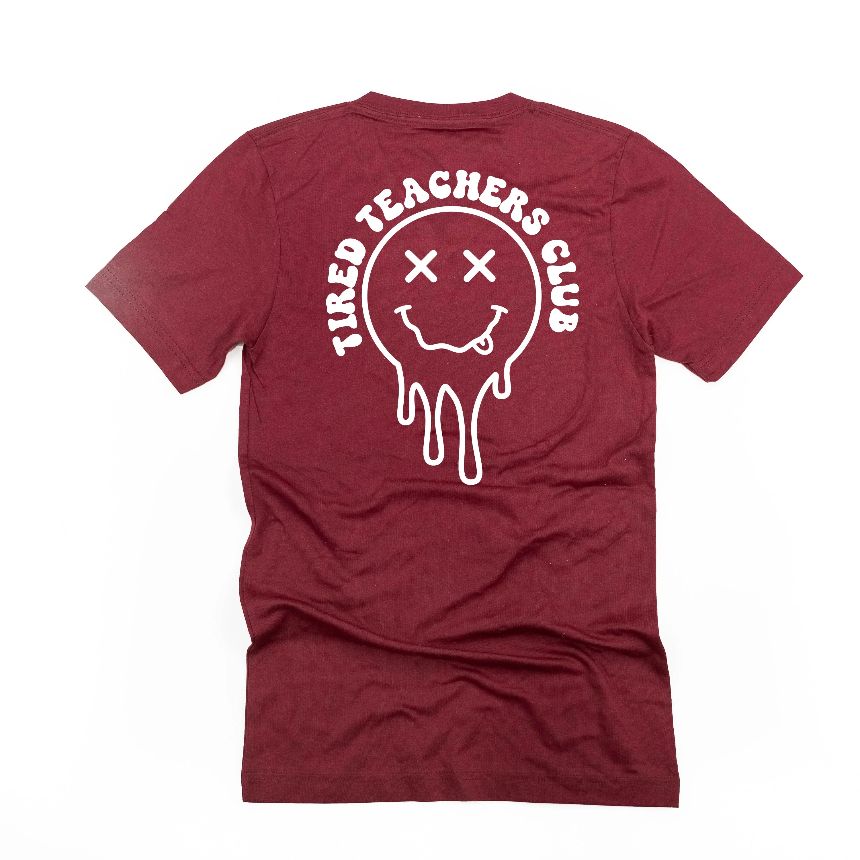 Tired Teachers Club - Melty X Squiggle Smiley (pf & b) - Unisex Tee - Image 8