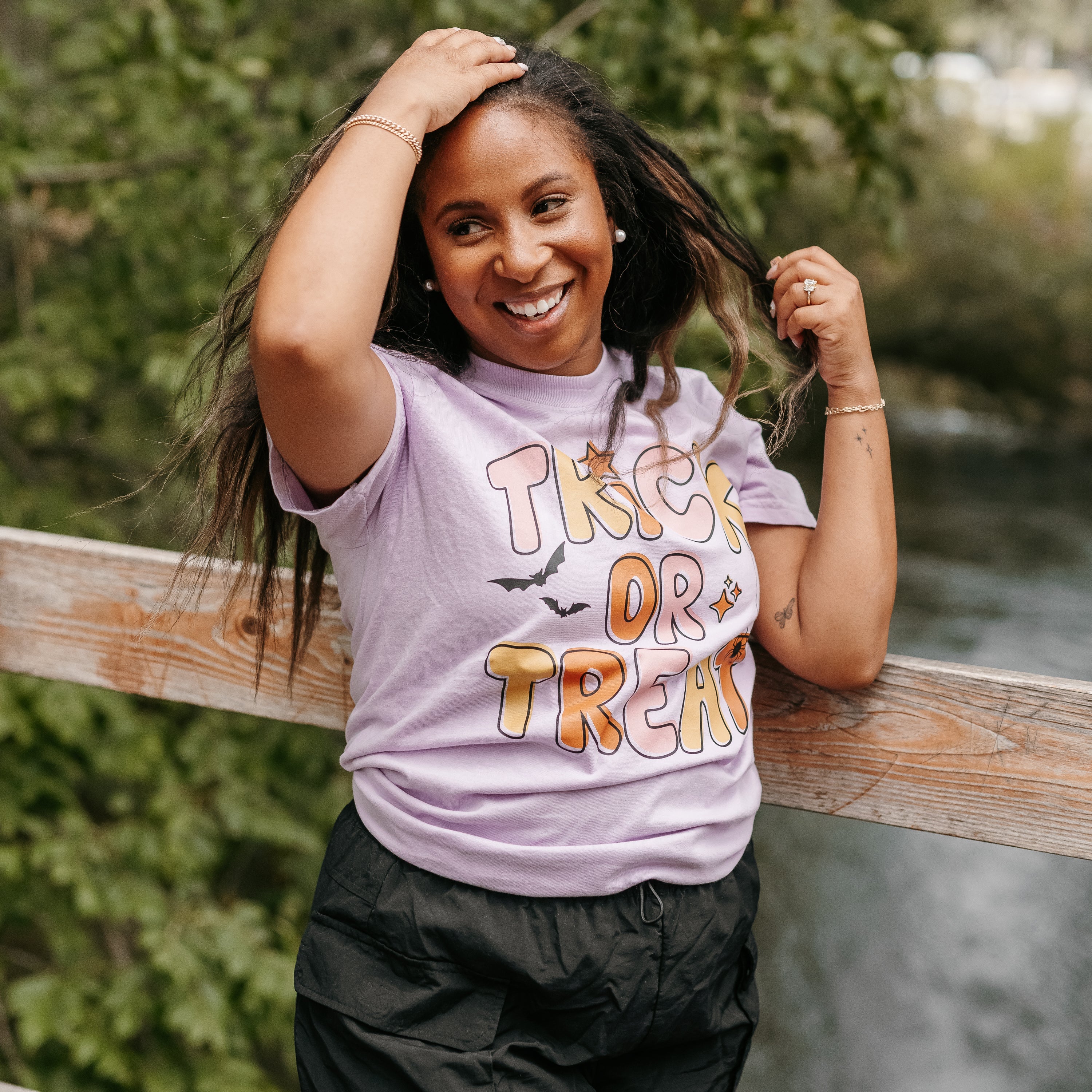 Trick or Treat (Pink/Orange - Comfort Colors Tee - Image 3
