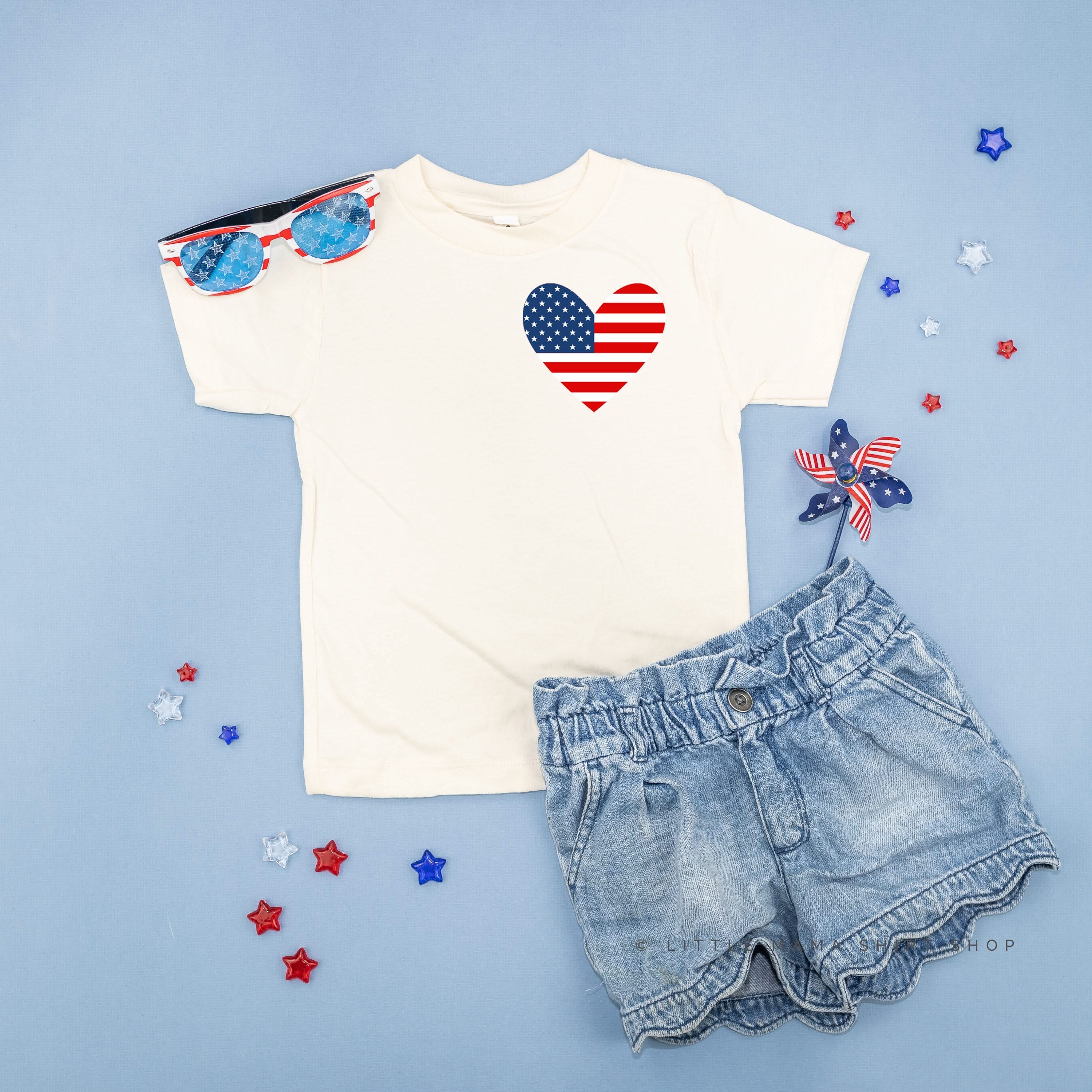 USA Heart Flag (pocket) - Child Tee - Image 5