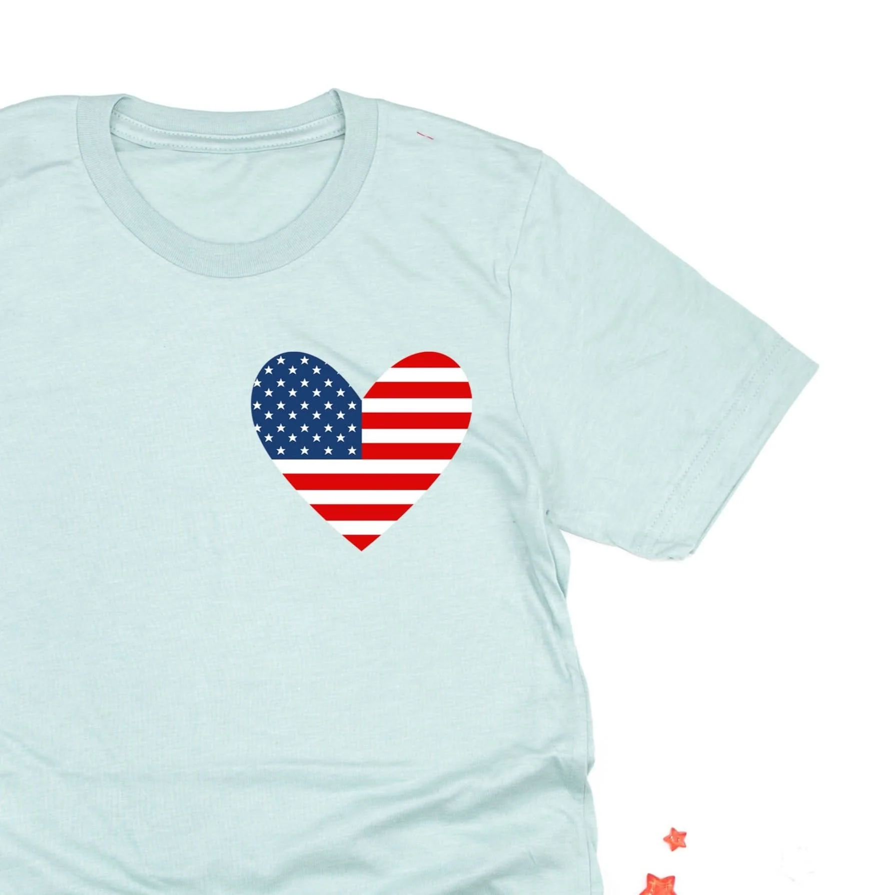 USA Heart Flag (pocket) - Unisex Tee - Image 2