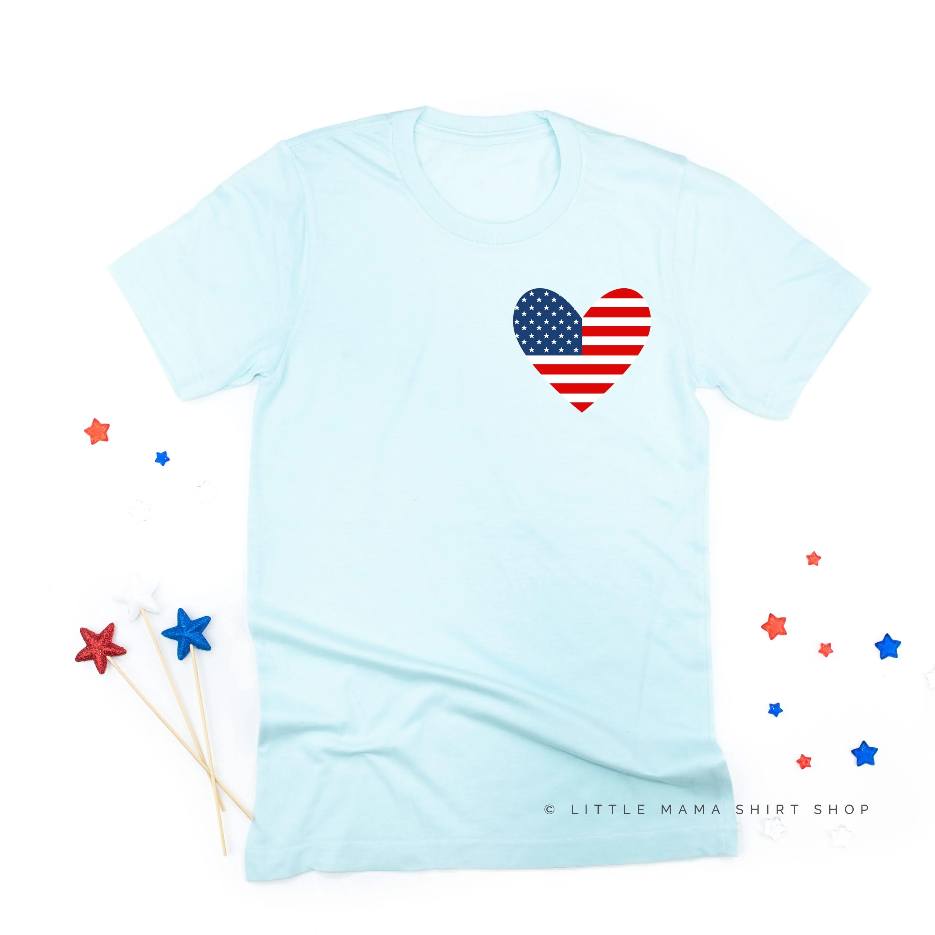 USA Heart Flag (pocket) - Unisex Tee - Image 3
