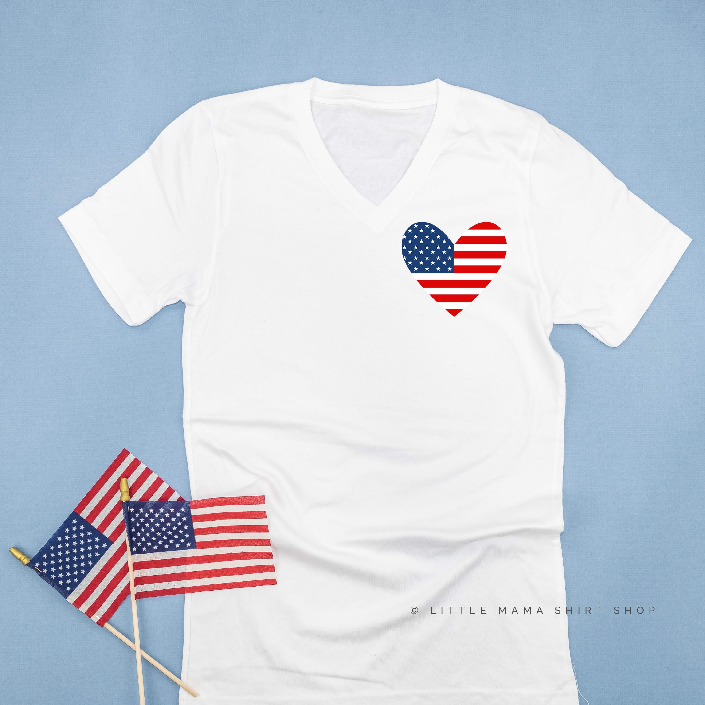 USA Heart Flag (pocket) - Unisex Tee - Image 6