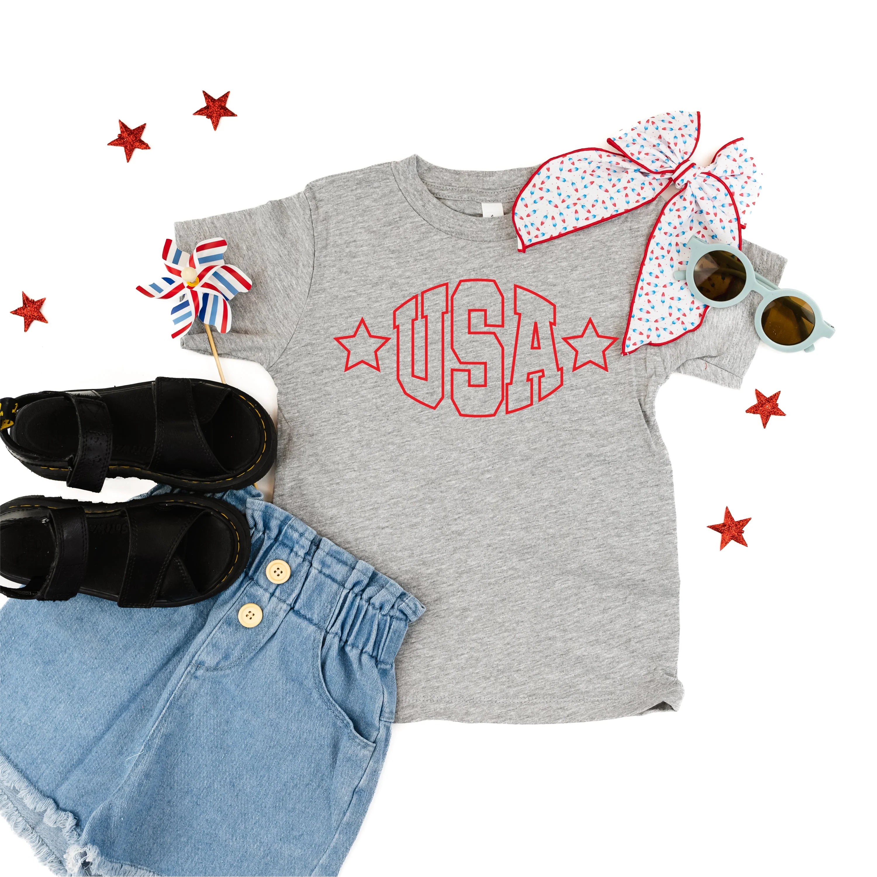 USA - Hollow Font - Child Tee - Image 5