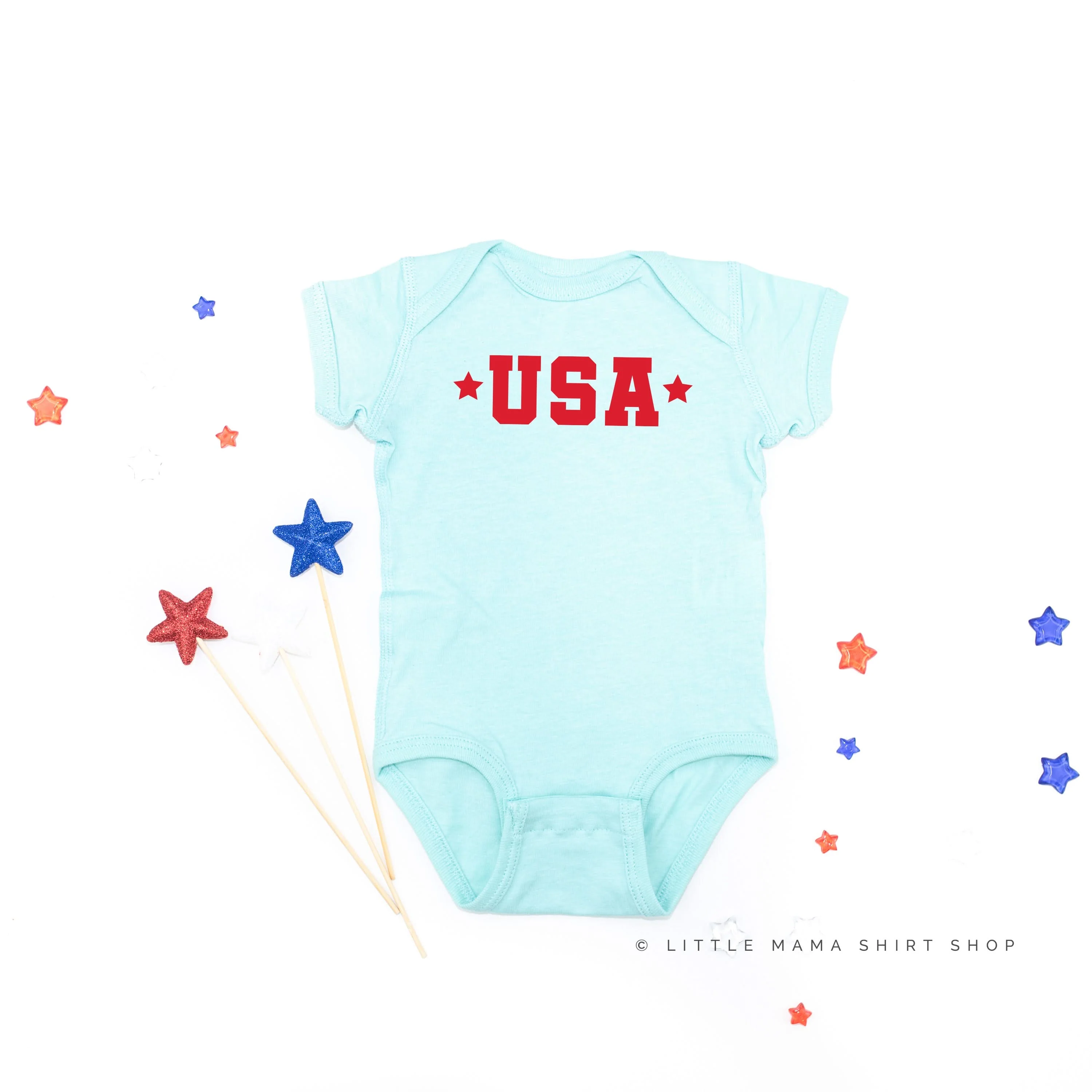 USA (Block Font - Two Stars) - Child Tee - Image 8